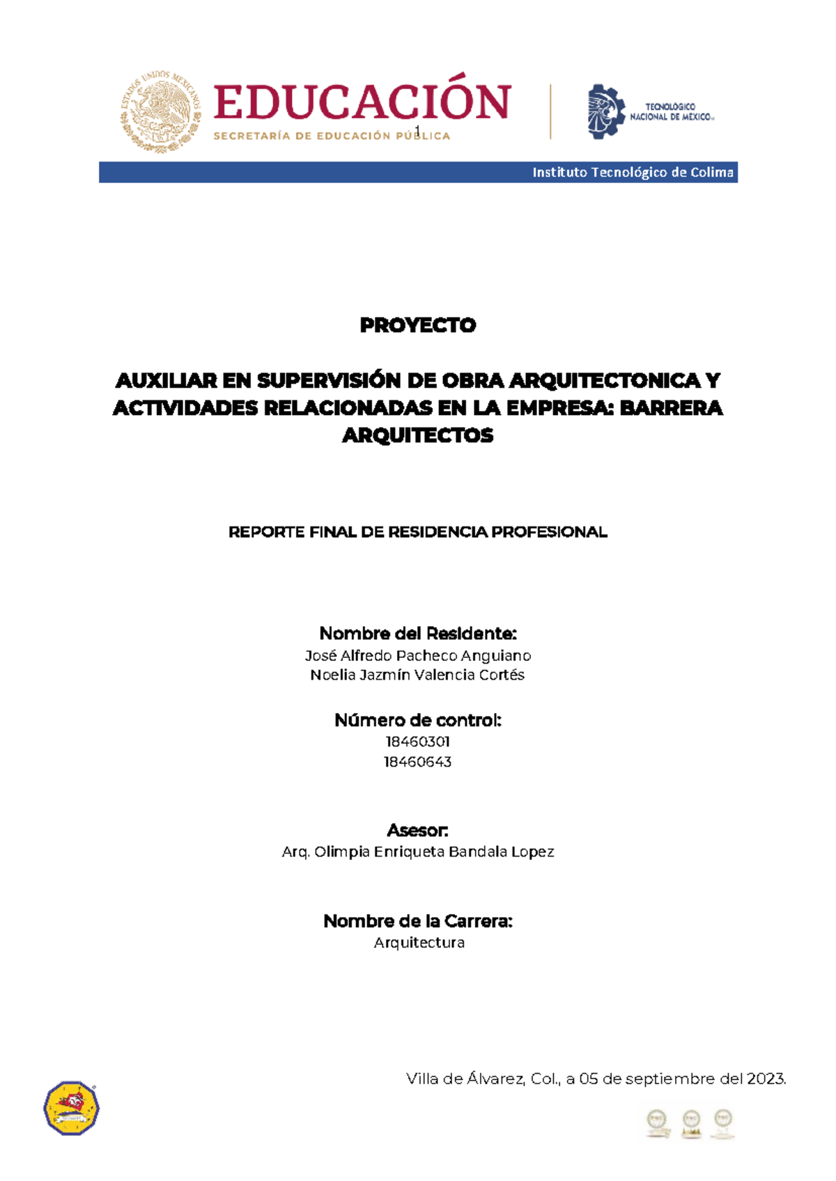 Proyecto de Residencia Profesional en Supervisión de Obra - Arquitectura ITC - Document Preview