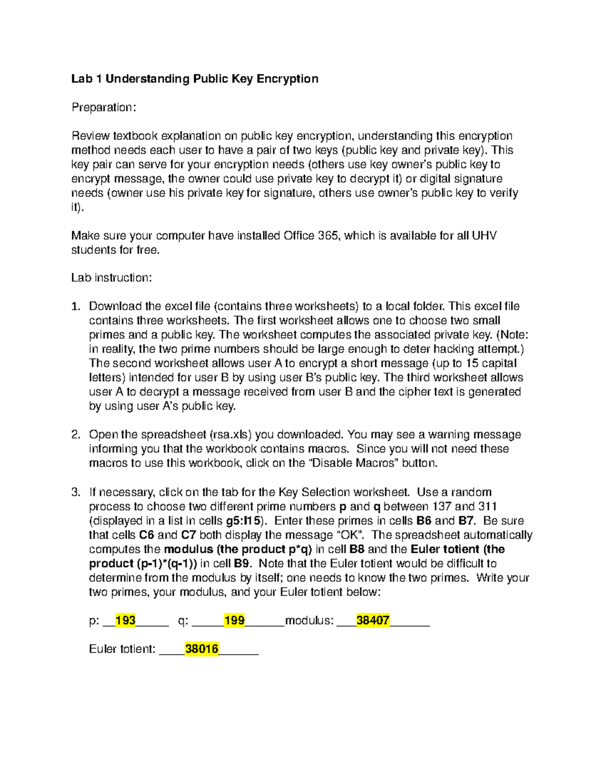 CIS 3340 Week 3 Lab 1: Public Key Encryption Instructions & Report ...