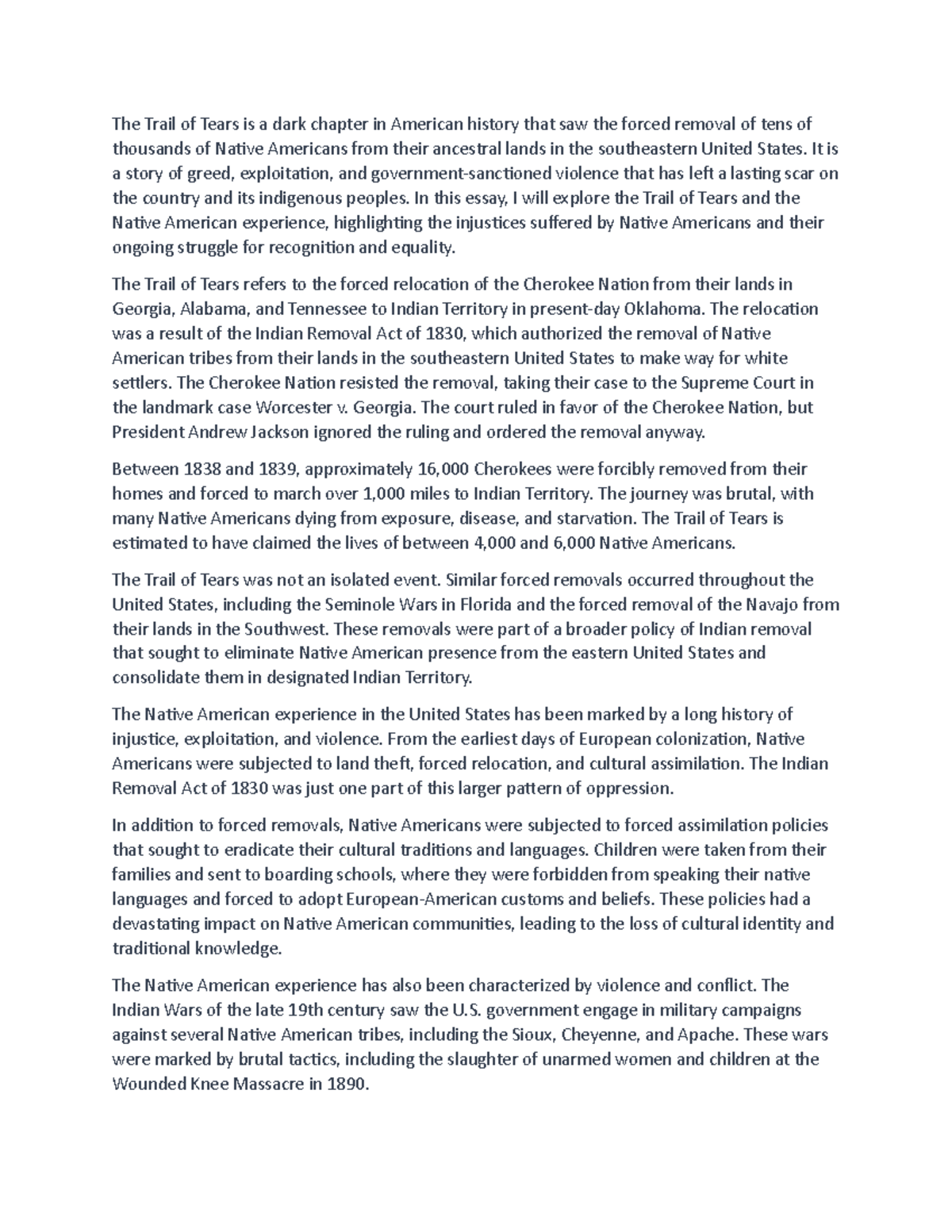 Trail of Tears and Native American Experience - The Trail of Tears is a ...