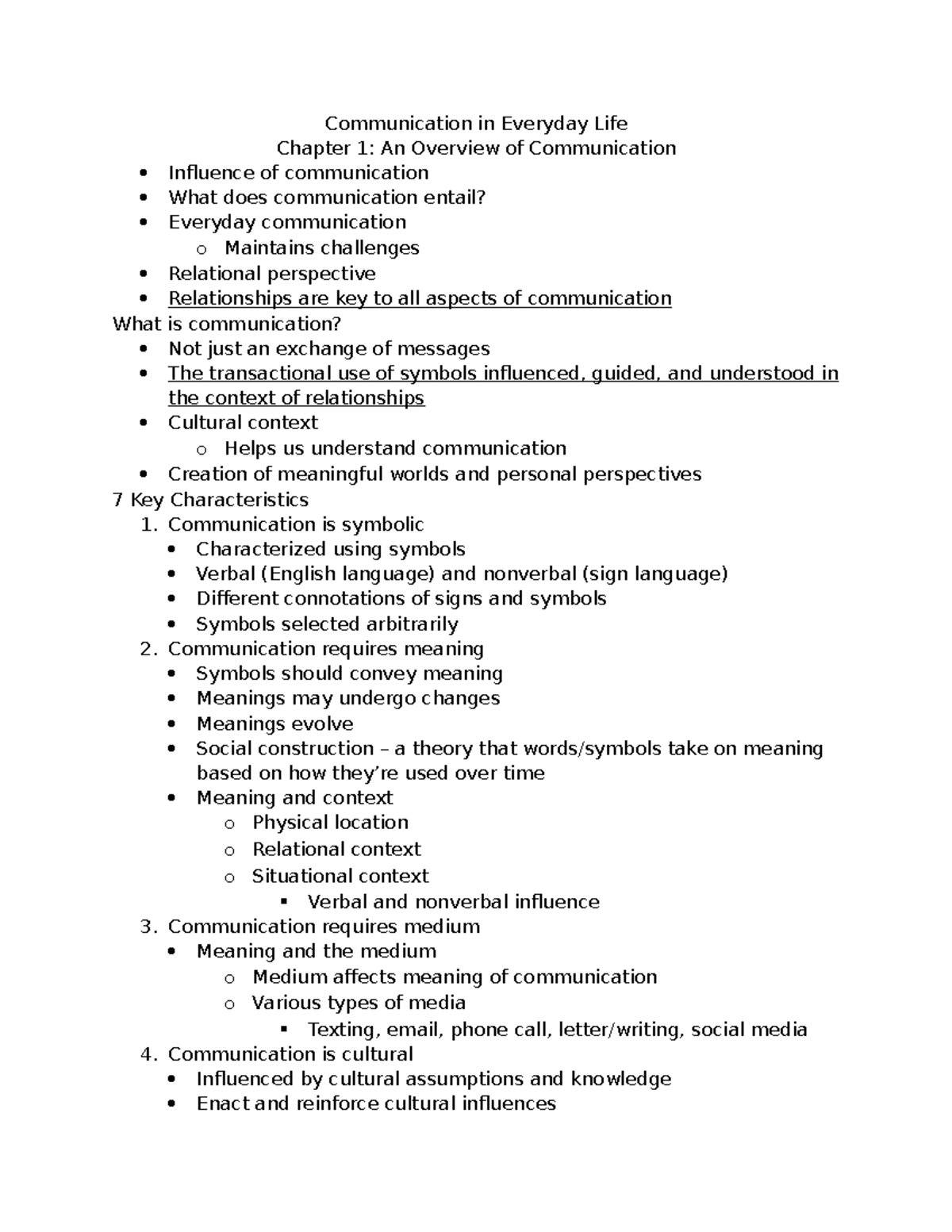 COM 101 Chapter 1 Notes: Overview of Communication Principles - Studocu