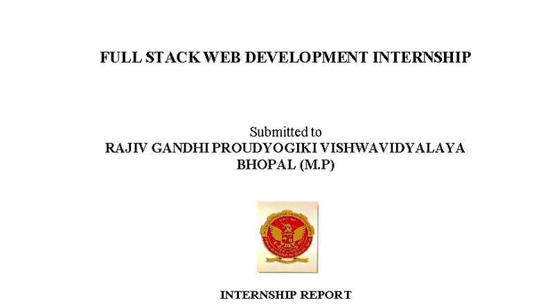Ayush intership report - FULL STACK WEB DEVELOPMENT INTERNSHIP ...