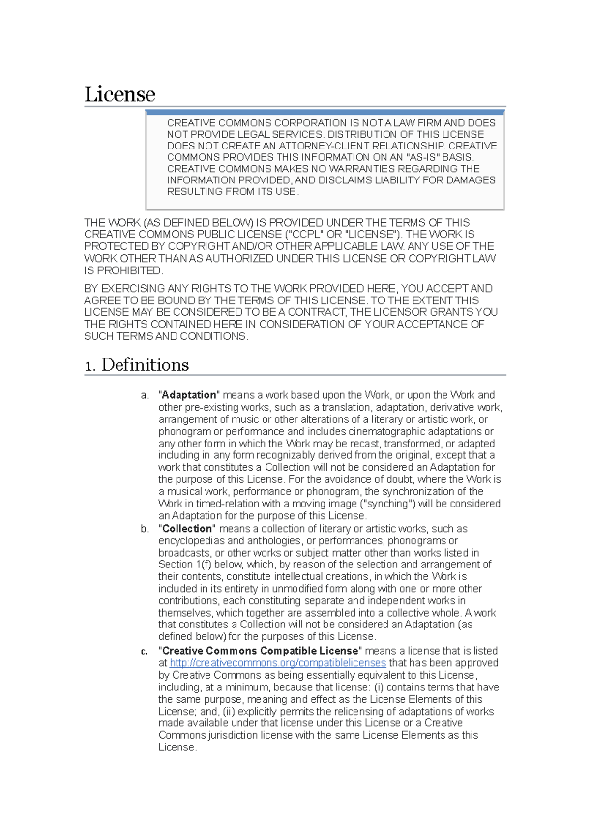 CCPL License Overview and Terms of Use - Studocu