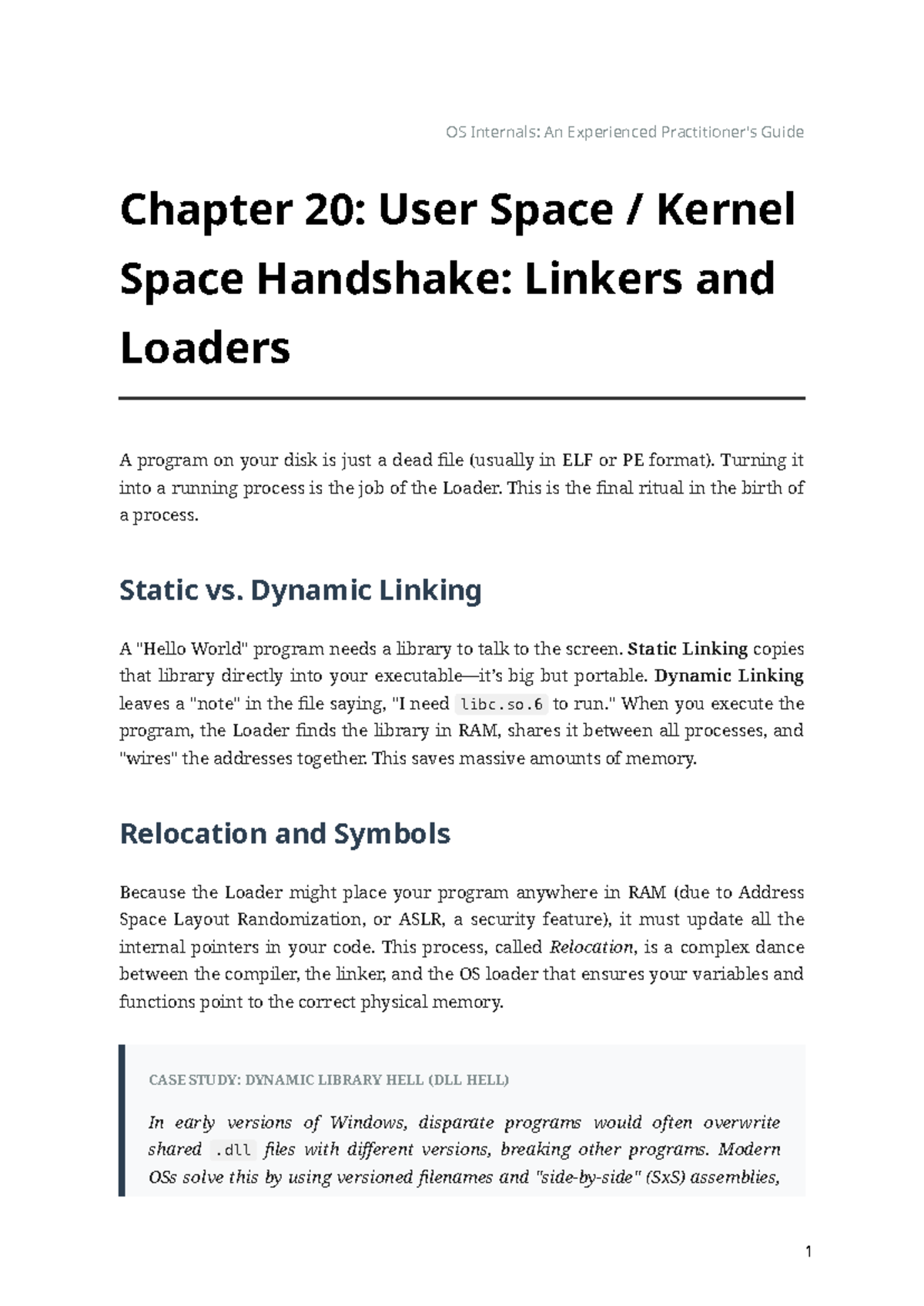 OS Internals: Chapter 20 - User Space & Kernel Space Linkers/Loaders ...