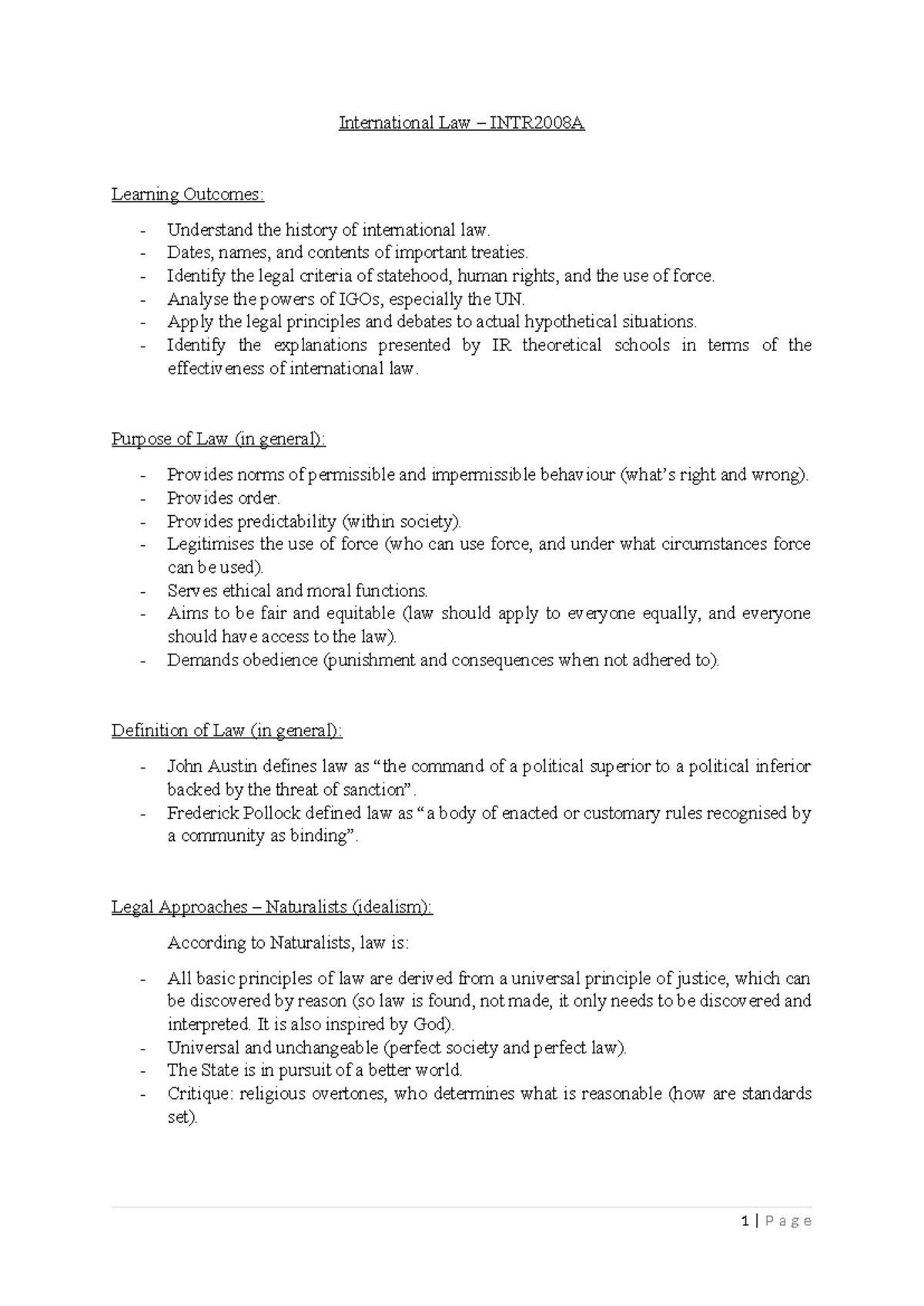 International Law Overview and Key Concepts - INTR2008 A - Studocu