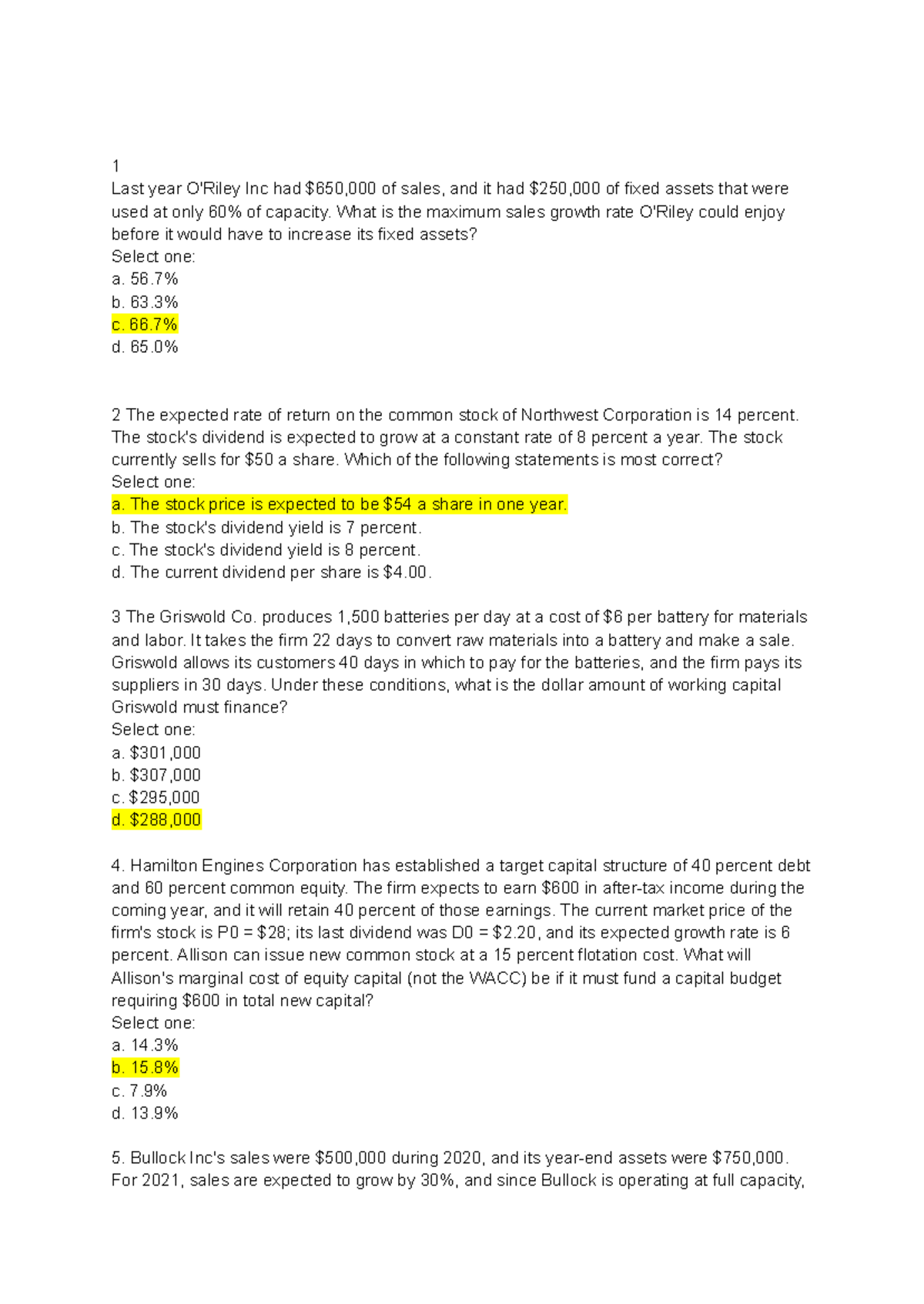 Financial Management Exam Review (FIN 2020-2021) - Studocu