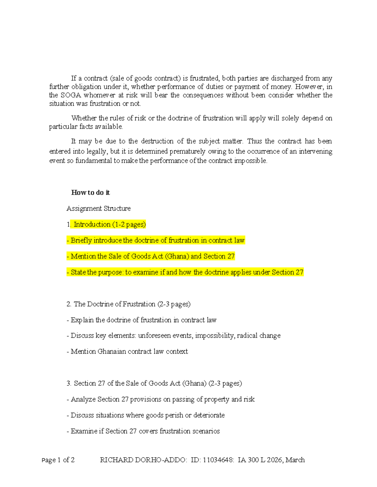 IA 300 L 2026: Lecture Notes on Doctrine of Frustration in Contract Law ...