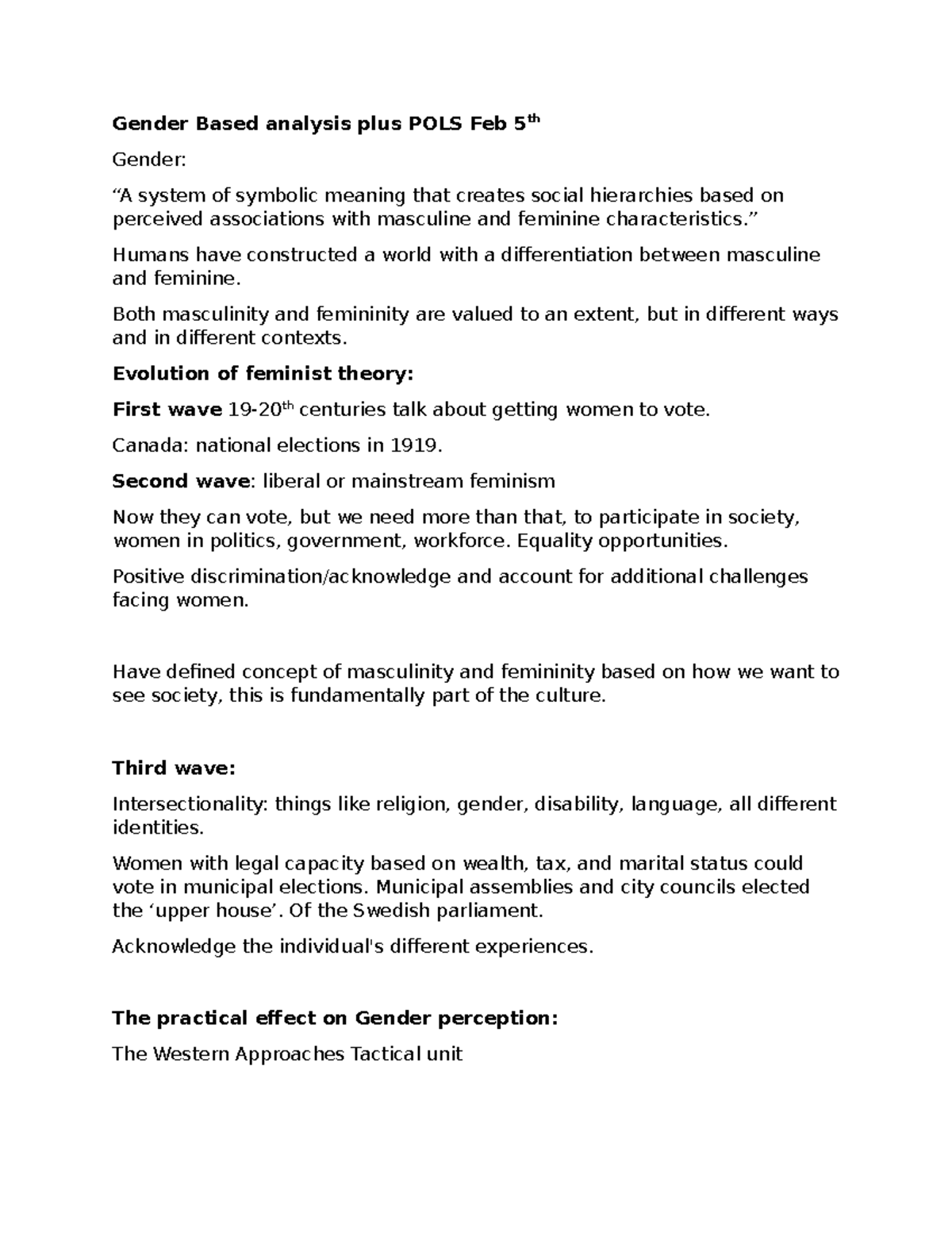 Gender Based analysis plus POLS Feb 5th - Gender Based analysis plus ...