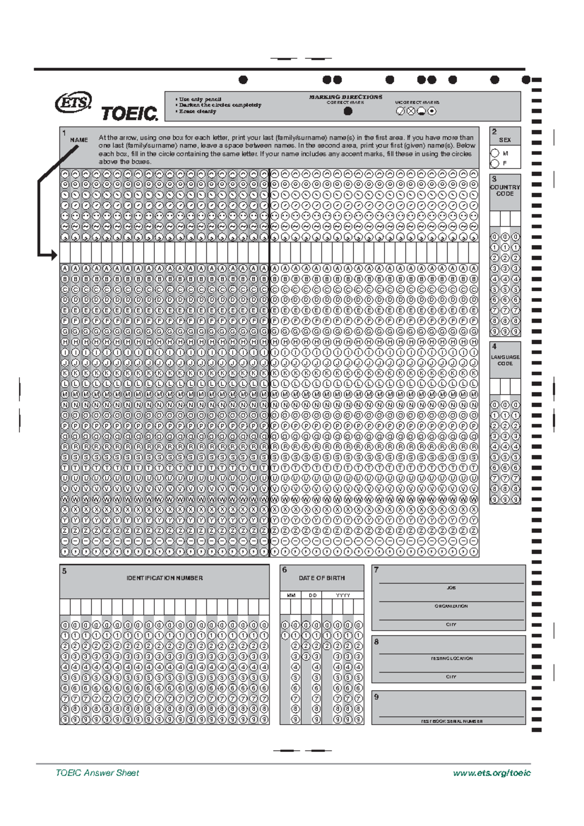 Answer Sheet Instructions for Exam - MARKING DIRECTIONS - Studocu
