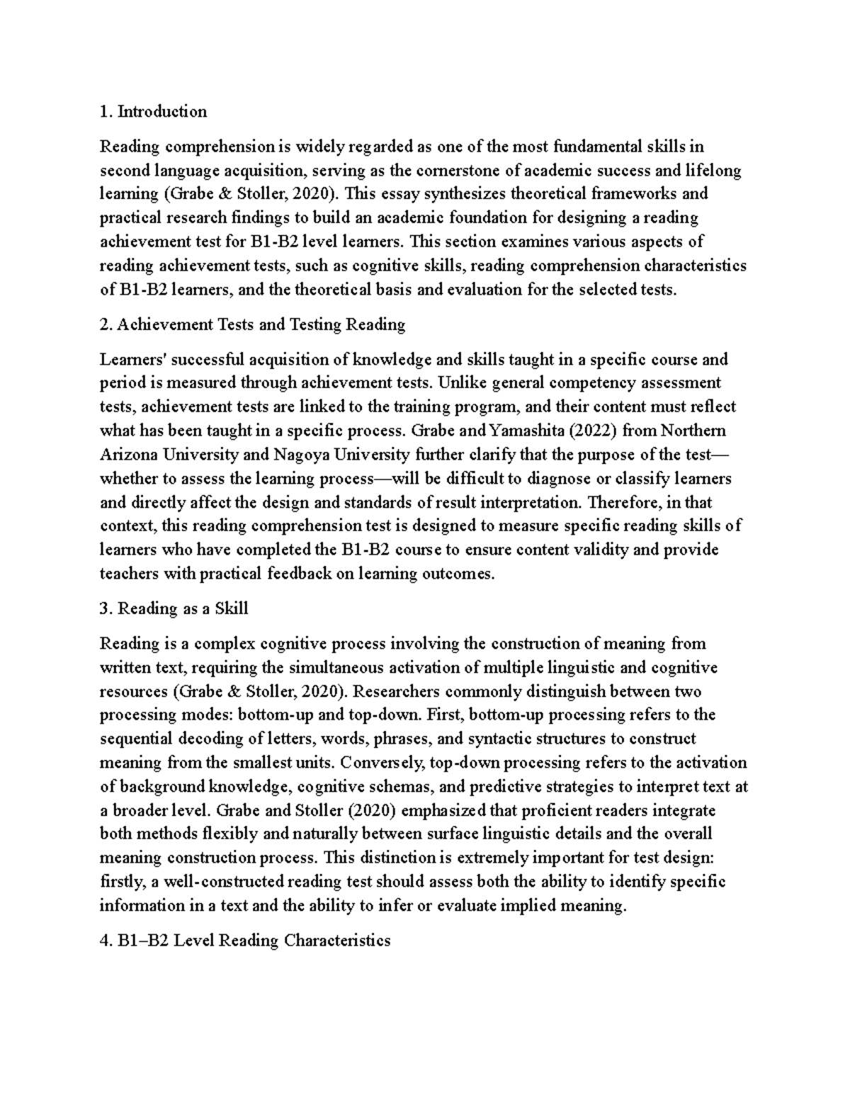 Reading Comprehension Test Design for ESL Learners: A Framework - Studocu