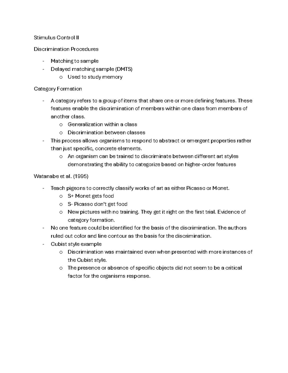 Stimulus Control II: Discrimination & Aversive Control Procedures - Studocu