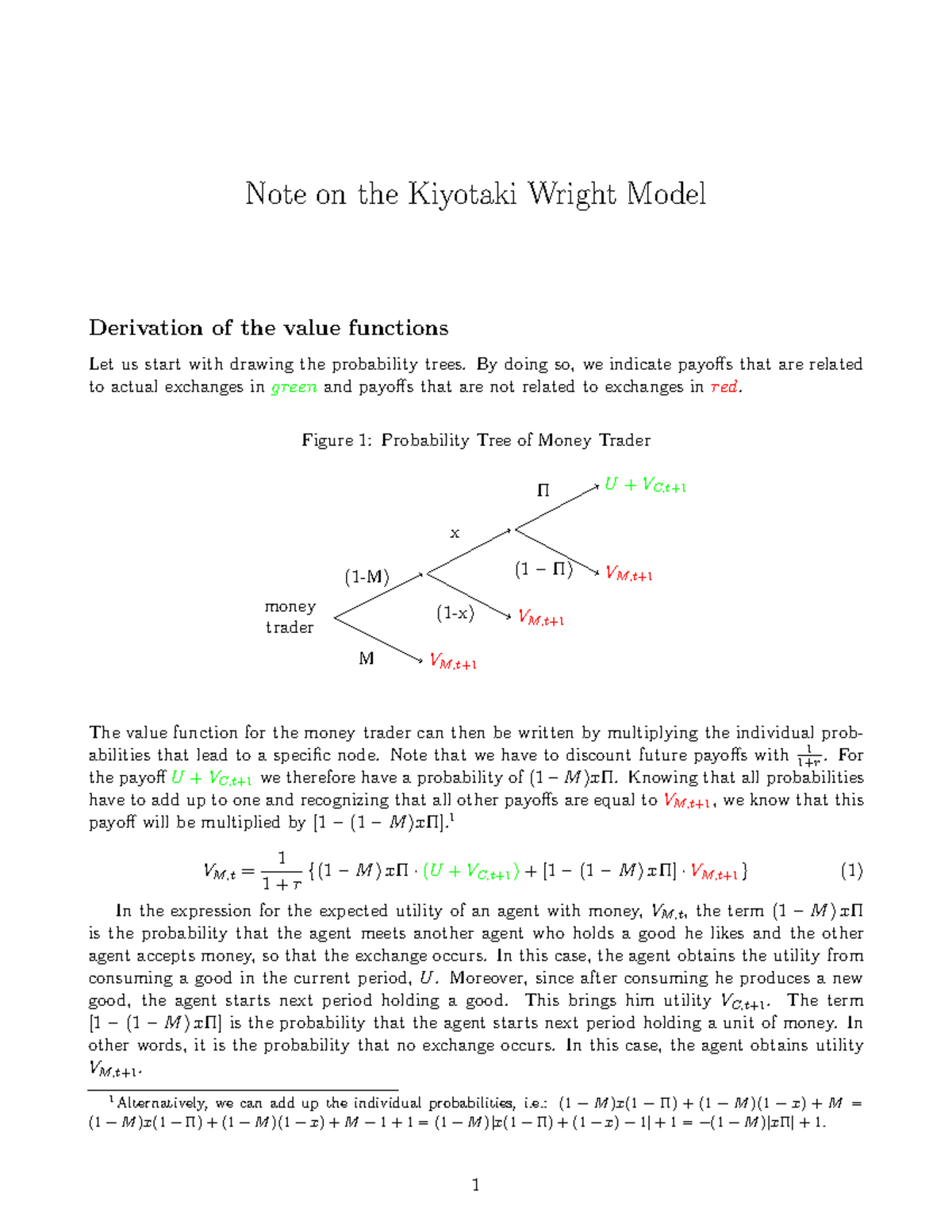 1B - Note on Kiyotaki Wright Model and Value Functions - Studocu