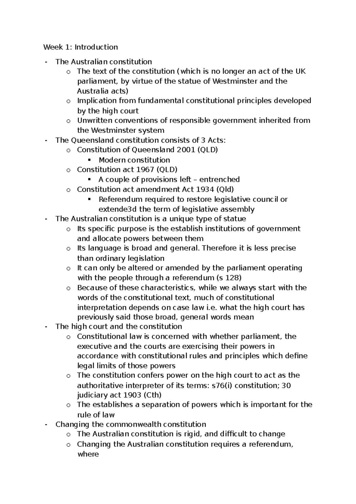 Week 1-6: Constitutional Law Overview & Key Principles (LAW101) - Studocu