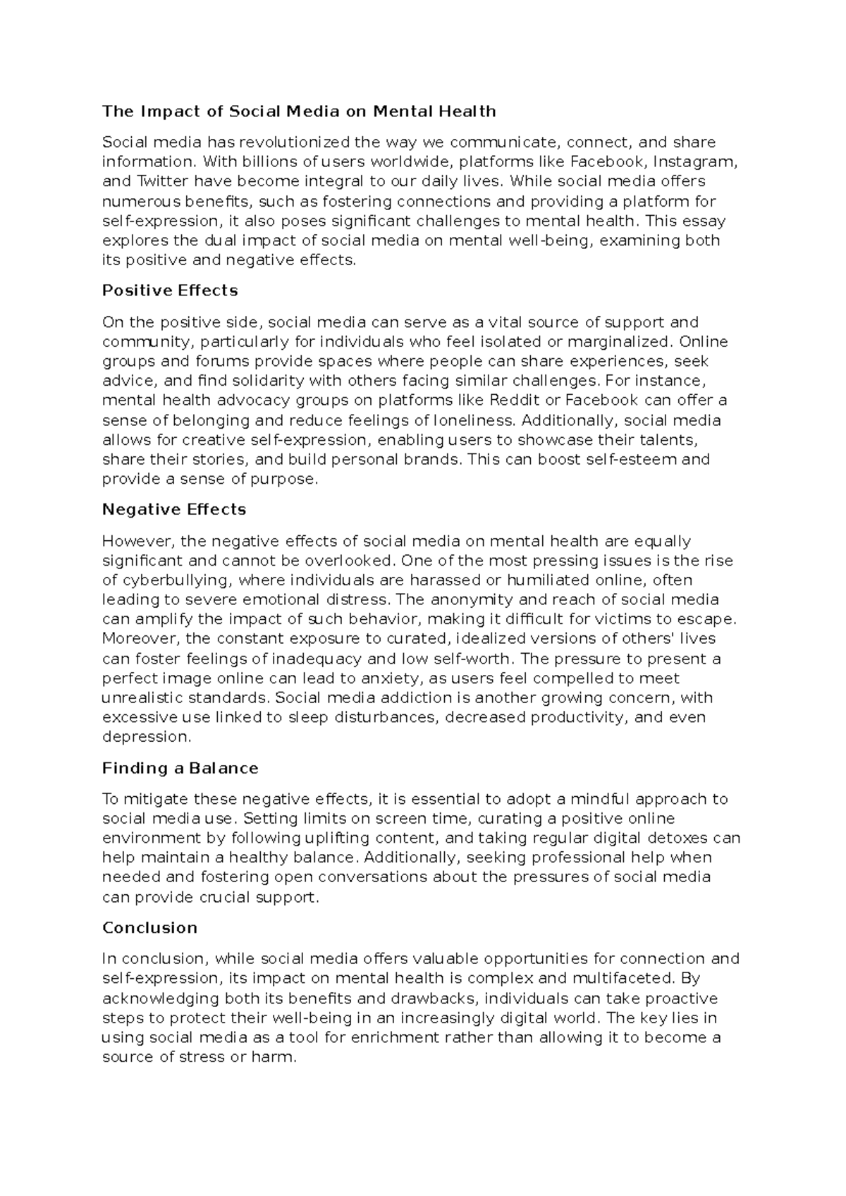 The Impact of Social Media on Mental Health - With billions of users ...