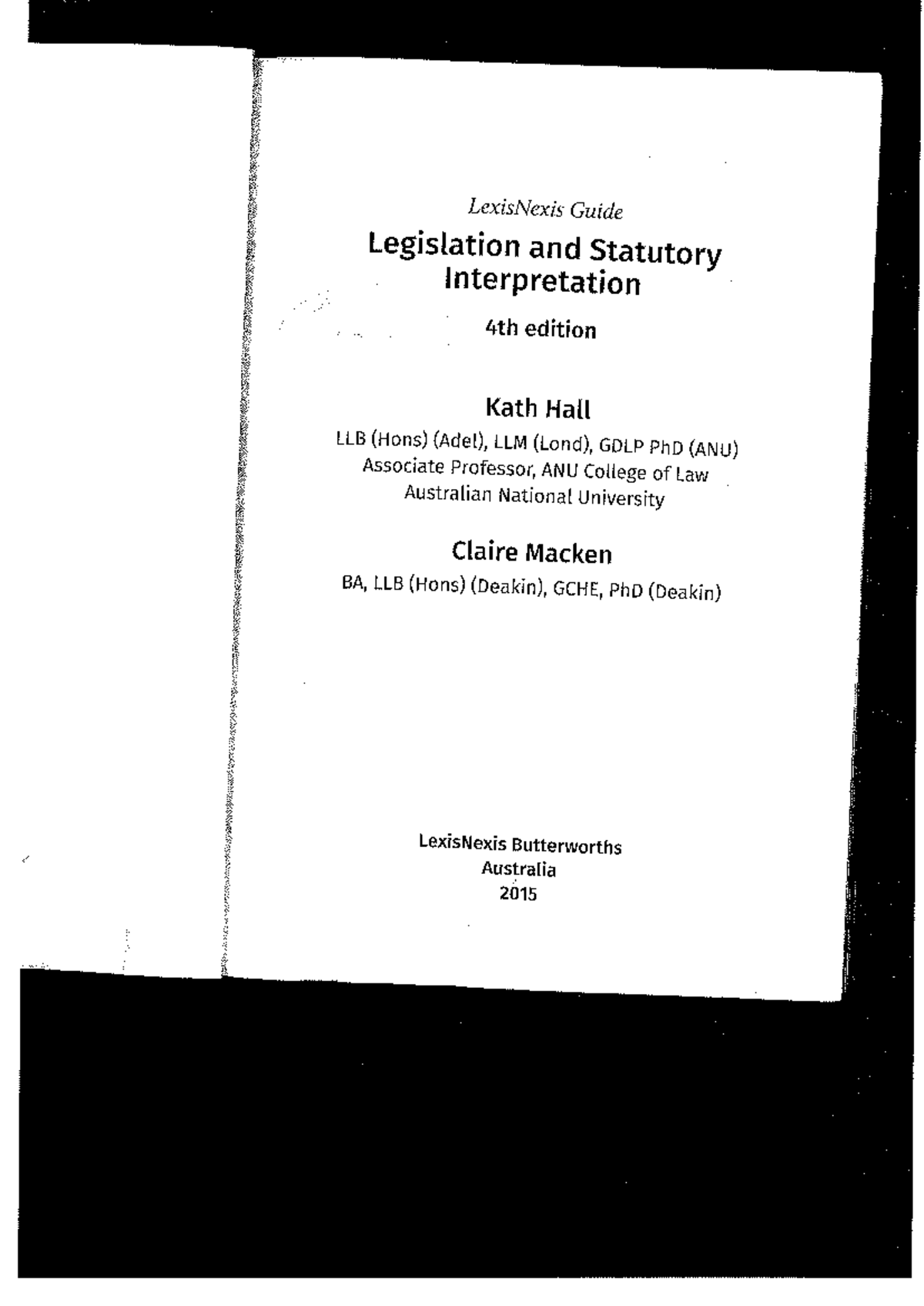 Legislation and Statutory Interpretation Guide (B) - 4th Edition - Studocu