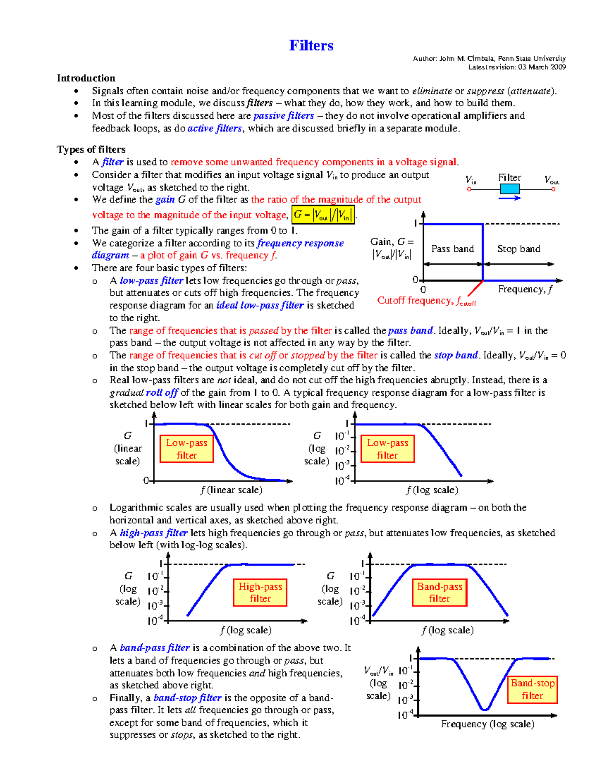 Filters - Lecture Notes for EE 301: Passive Filter Design and Analysis ...