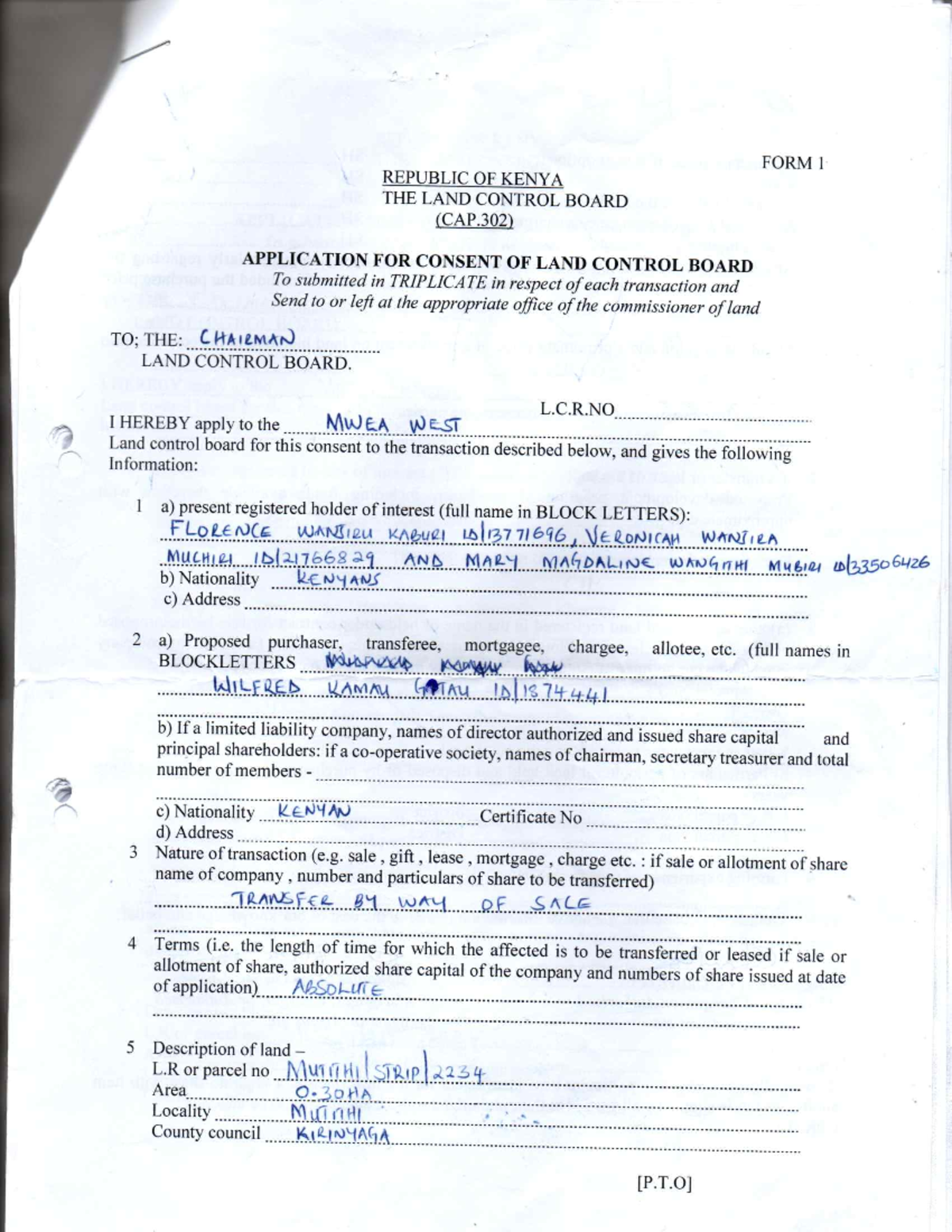 KEN 123 - Land Documents Lecture Notes: Application for Consent - Studocu