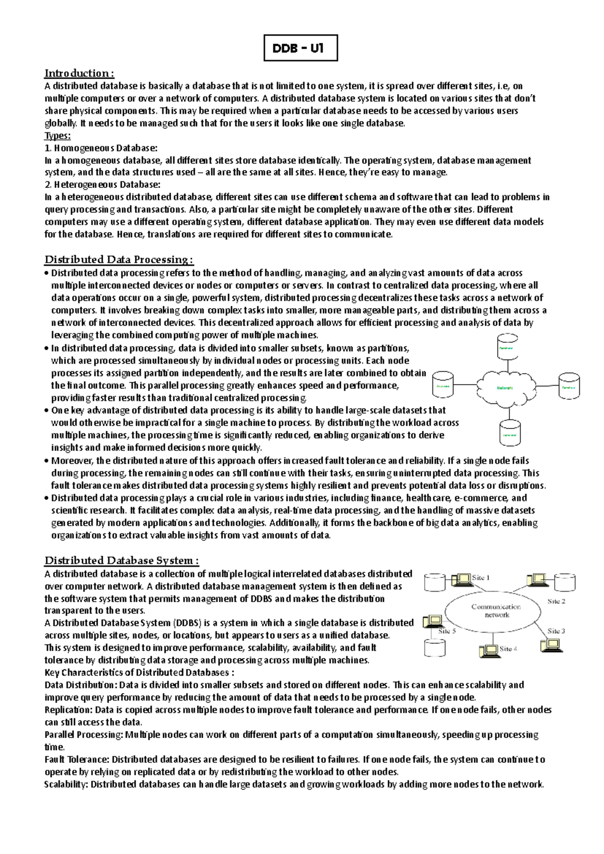 DDB U1 - Distributed DataBase notes unit 1 - Introduction : A ...