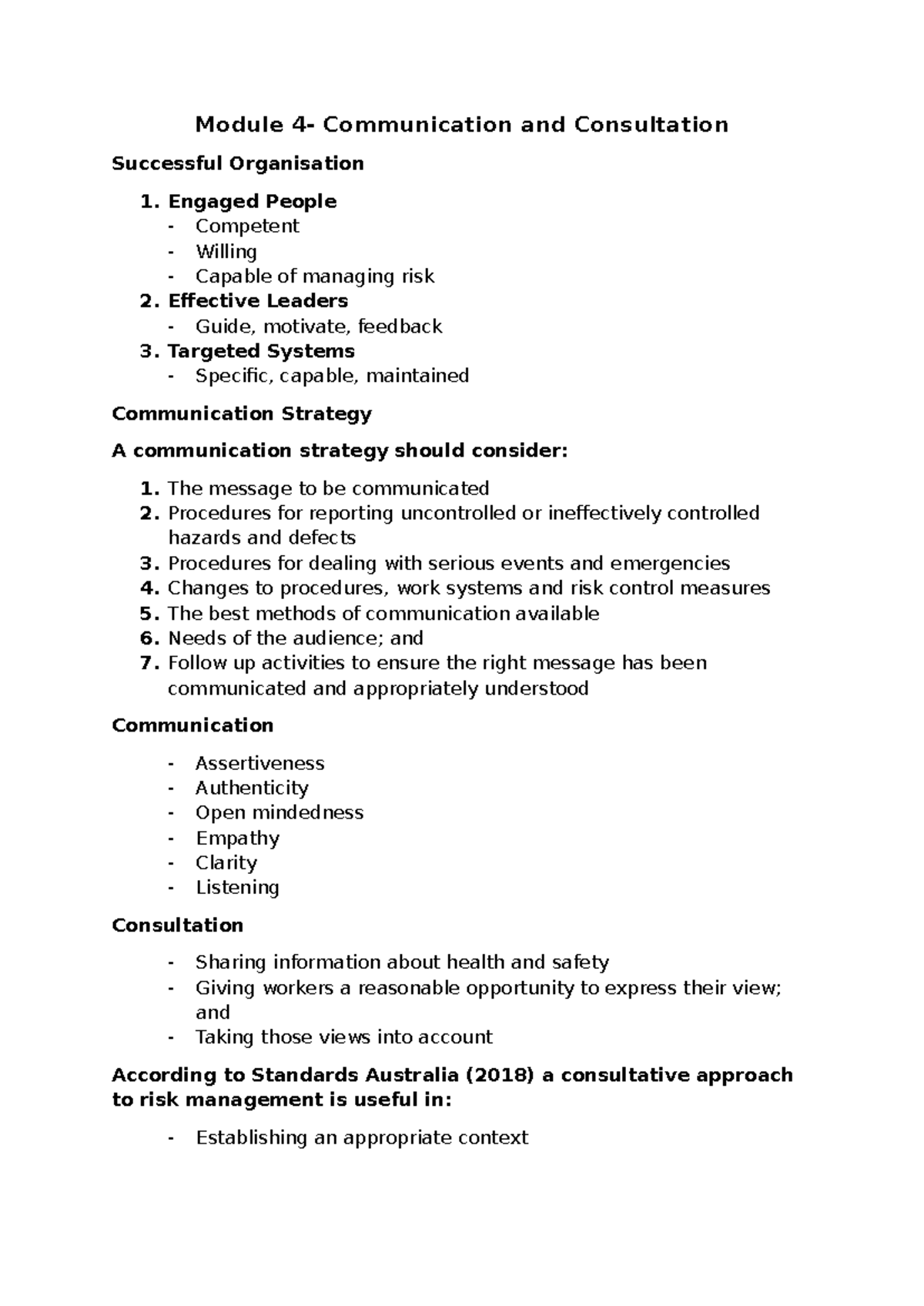 Module 4: Communication & Consultation for Effective Risk Management ...