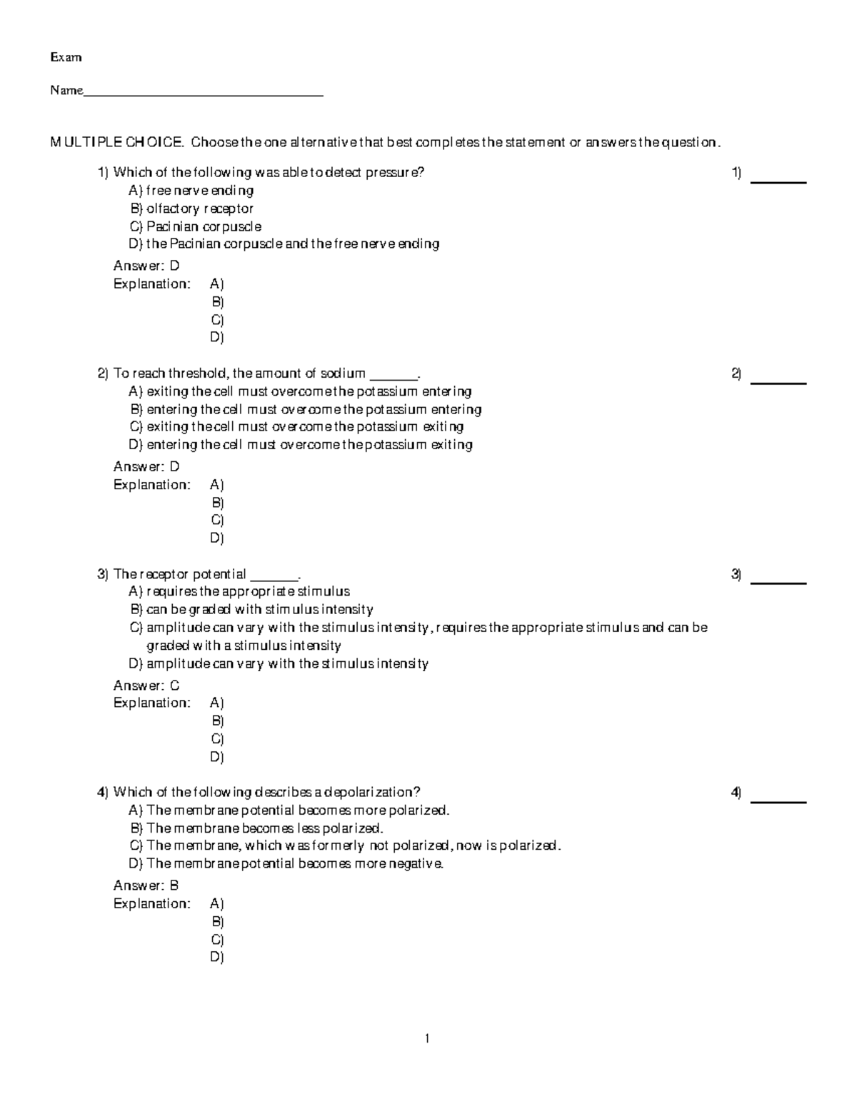 Ex3 - Answer and question key - Exam Name ...