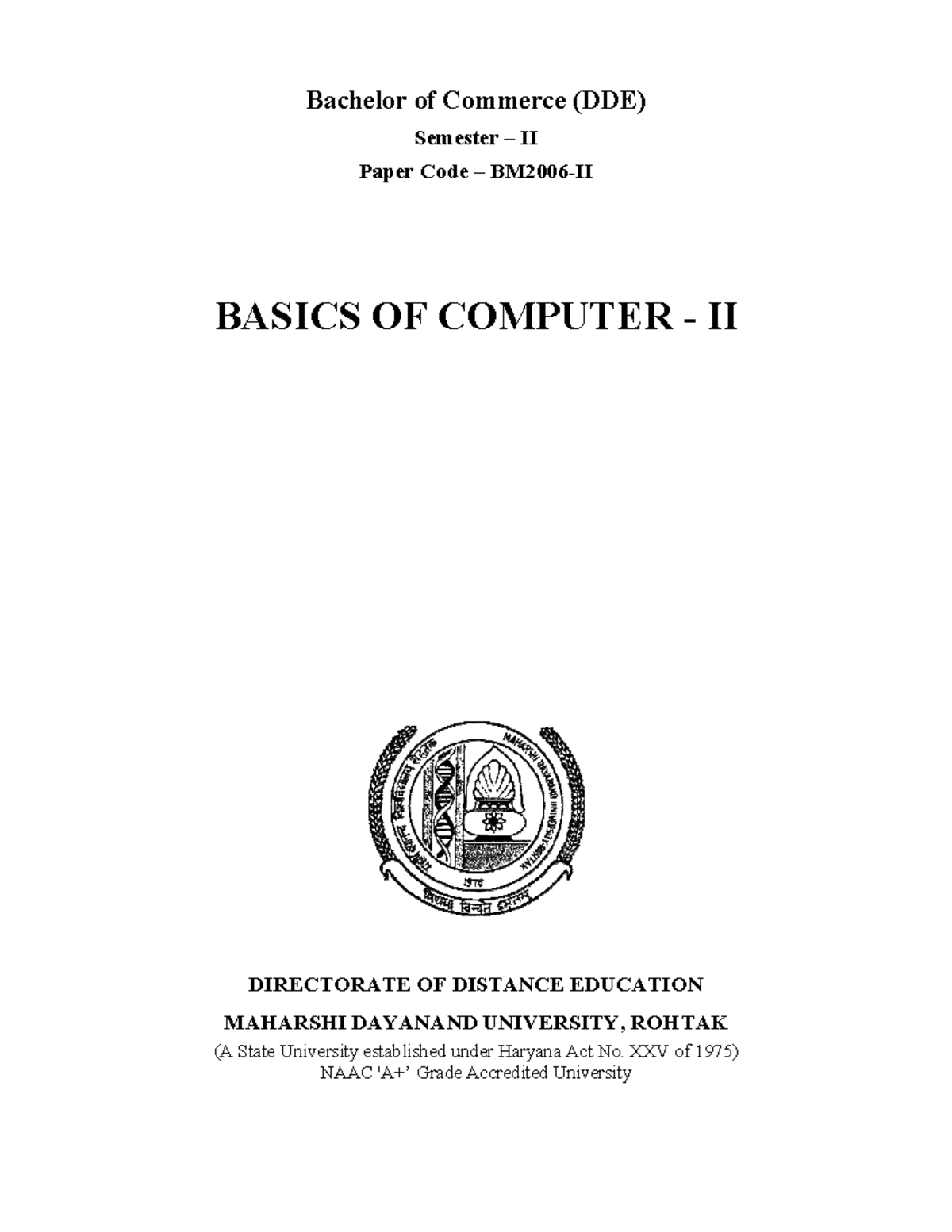 Basics of Computer-II (BM2006-II): Software and Operating System ...