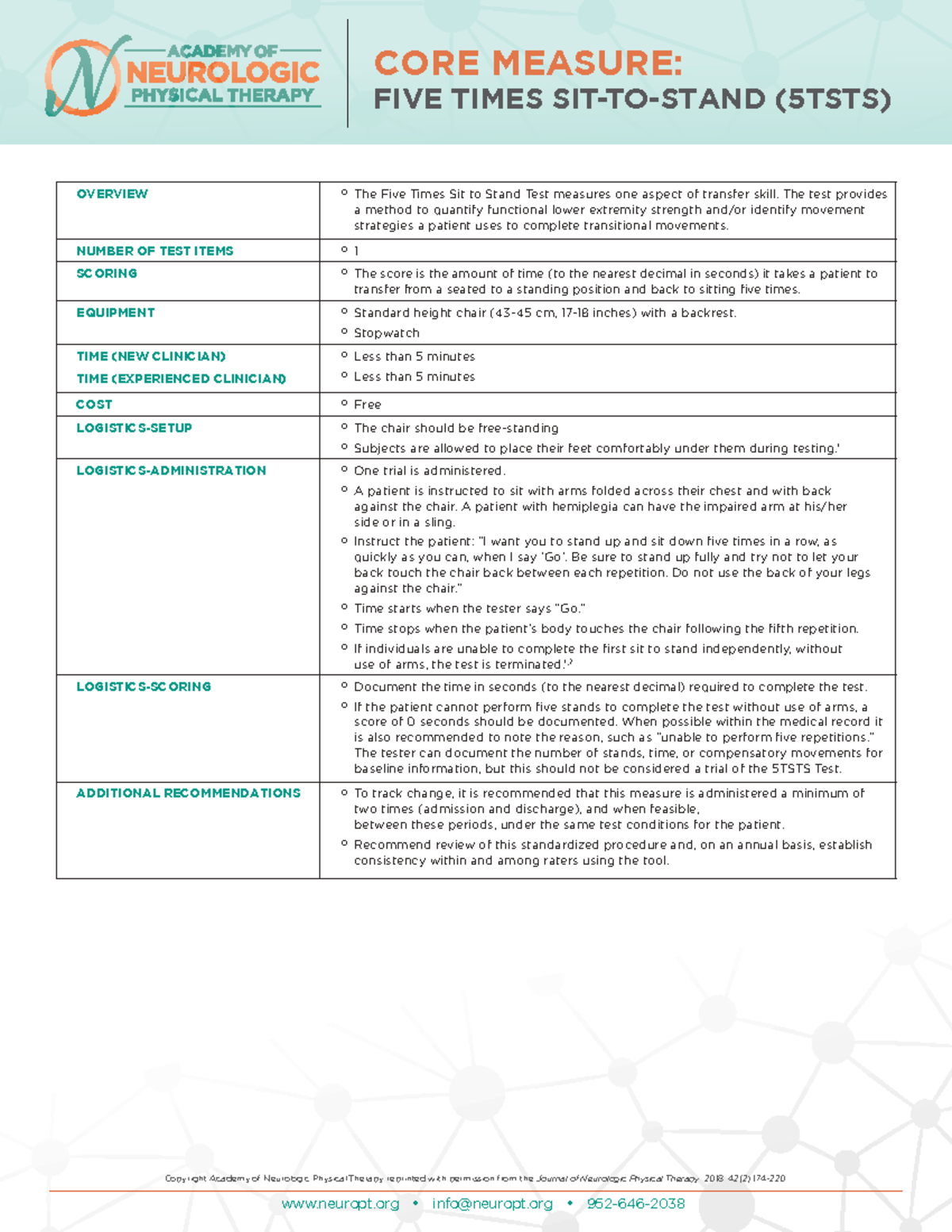Five Times Sit-to-Stand Test (5TSTS) Protocol and Guidelines Overview ...