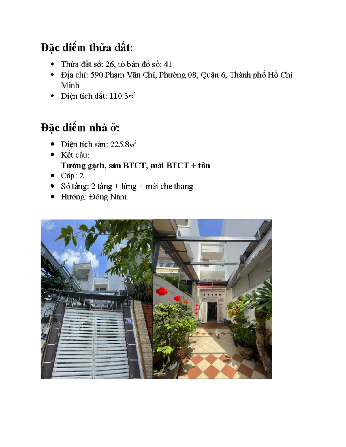 TSTĐ - Đặc điểm thửa đất số 26, tờ bản đồ 41, HCM - Studocu