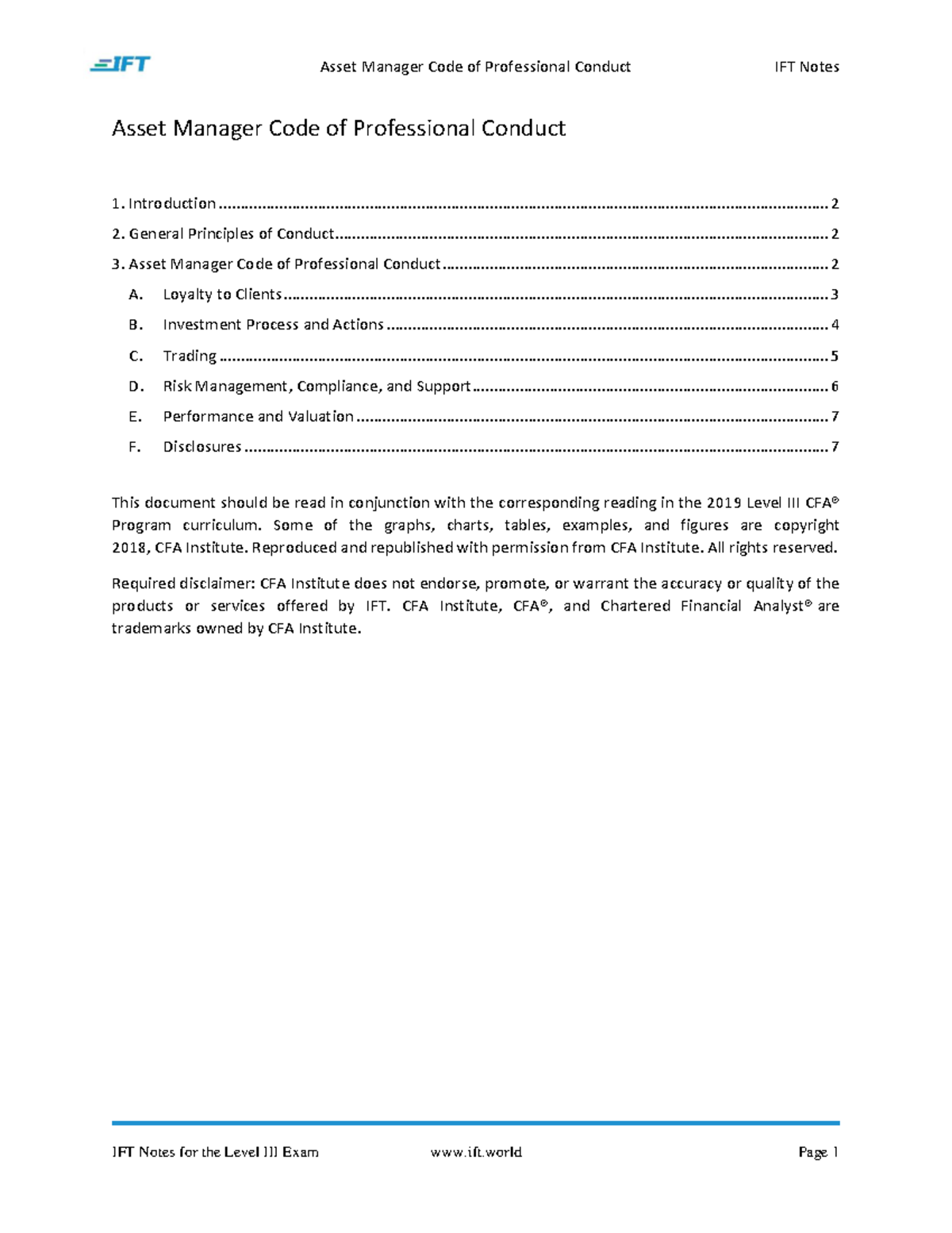 R04 Asset Manager Code of Professional Conduct: IFT Study Notes - Studocu