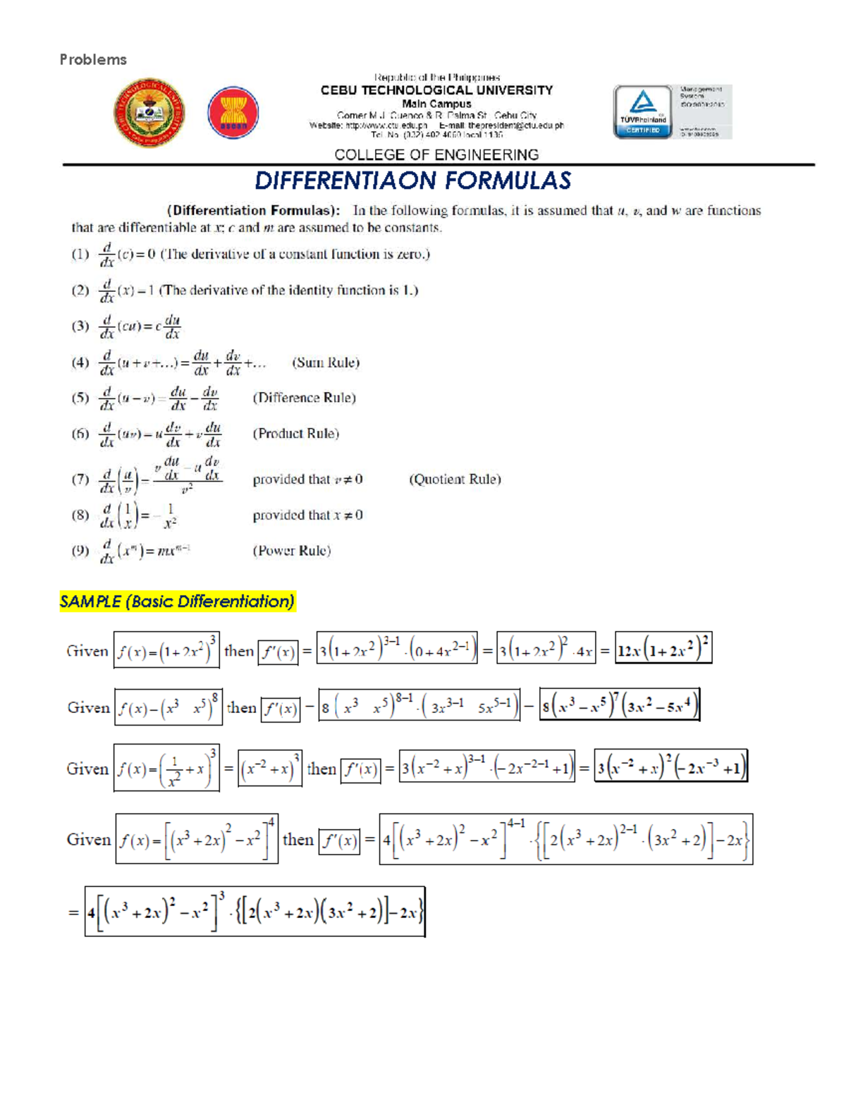 Differential calculus - Bachelor of Science in Civil Engineering ...
