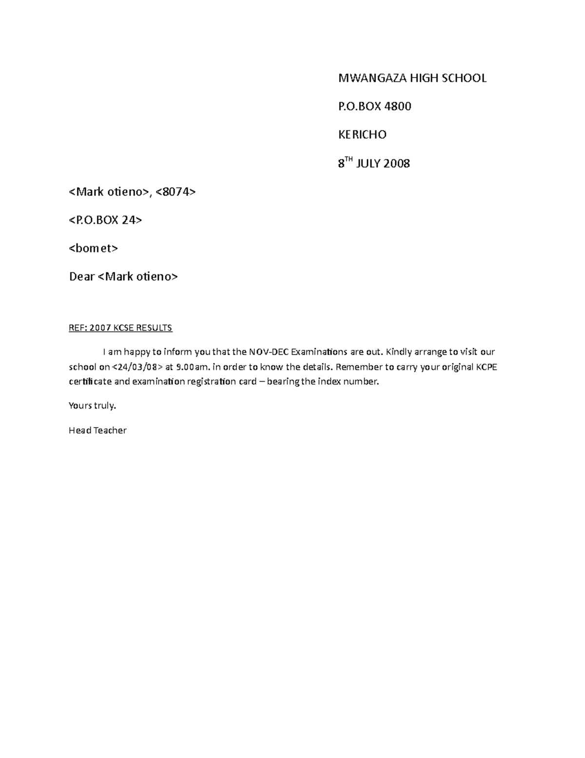 MAIL Merging Practical Class Notes - 2007 KCSE Results - Studocu