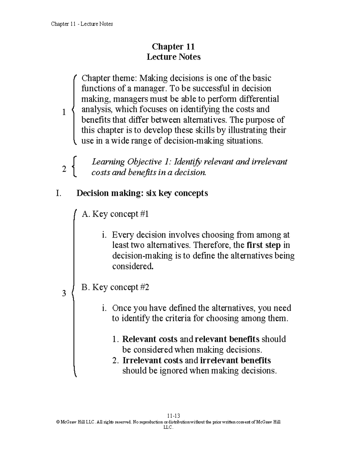 G-ACC 2203 Chapter 11 Decision-Making Lecture Notes - Studocu