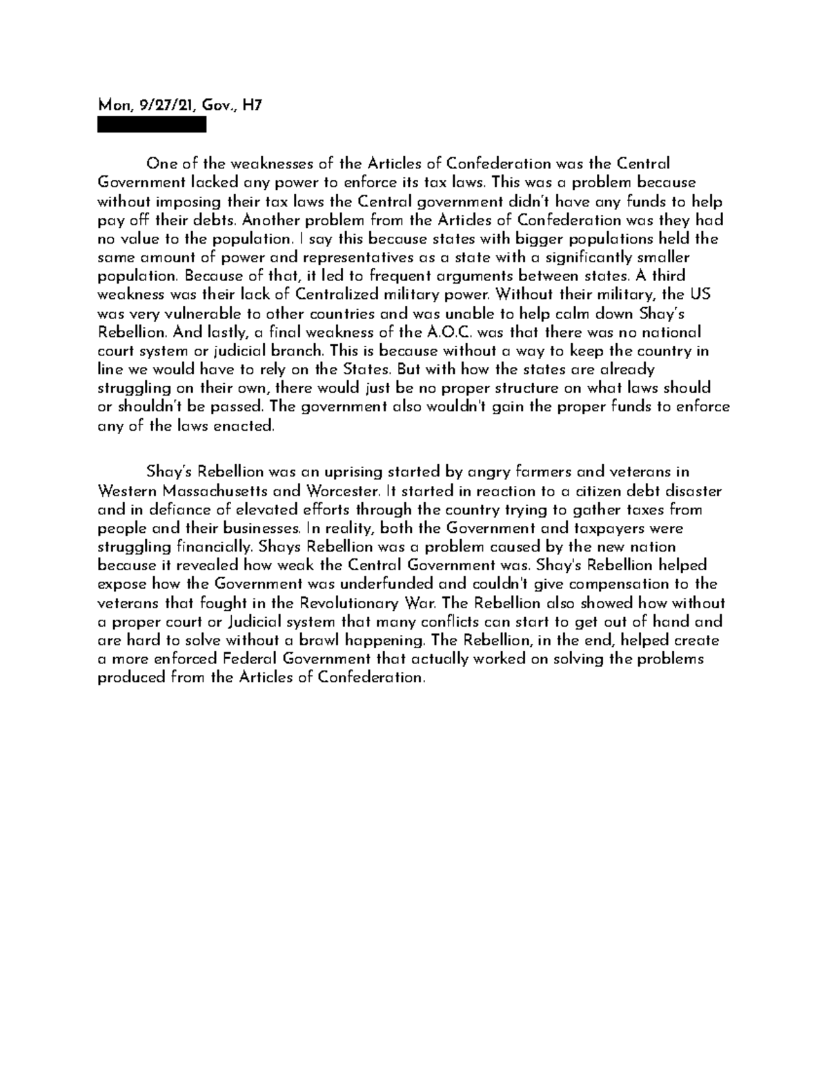Shay's Rebellion: Analyzing Weaknesses of the Articles of Confederation ...