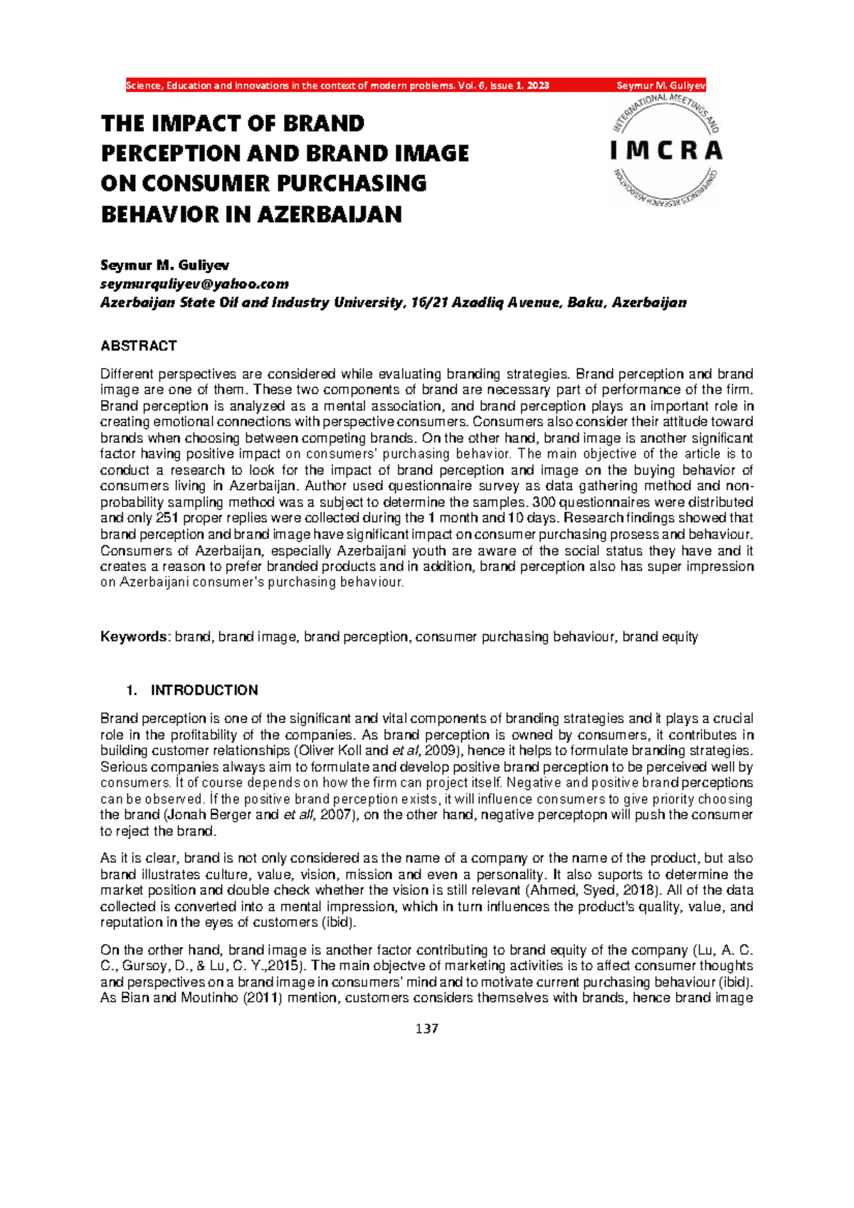 The Impact of Brand Perception and Image on Consumer Behavior in ...