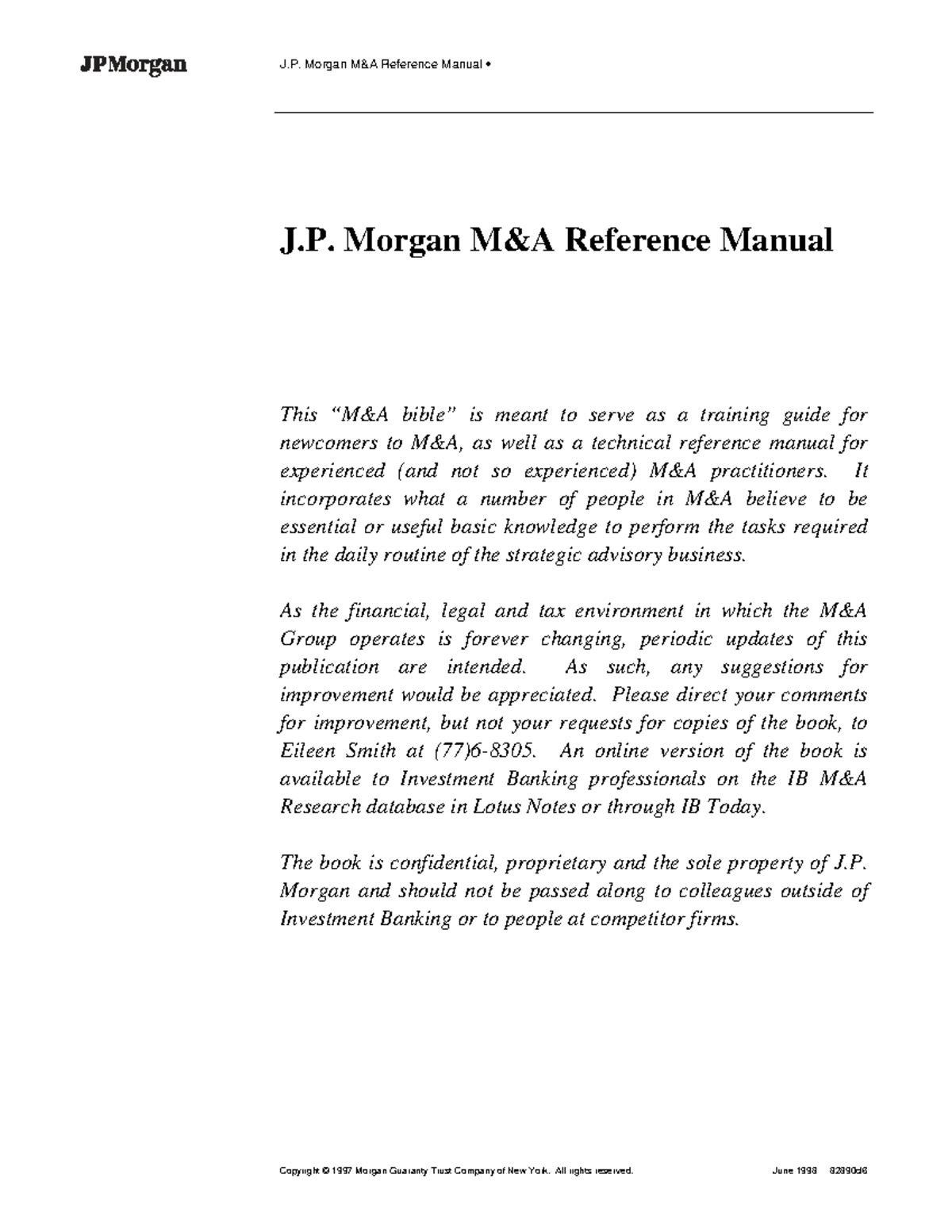 J.P. Morgan M&A Reference Manual: Essential Guide for Practitioners ...