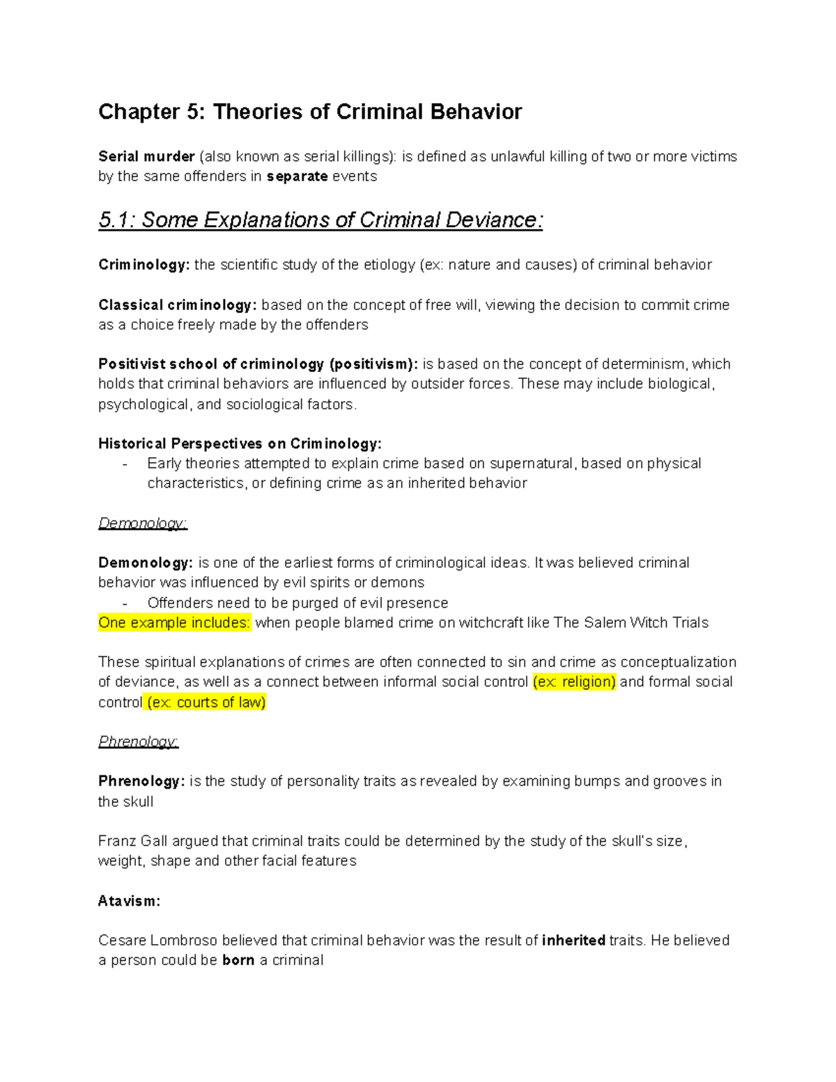 Criminal Justice CJ 101: Theories of Criminal Behavior and Deviance ...