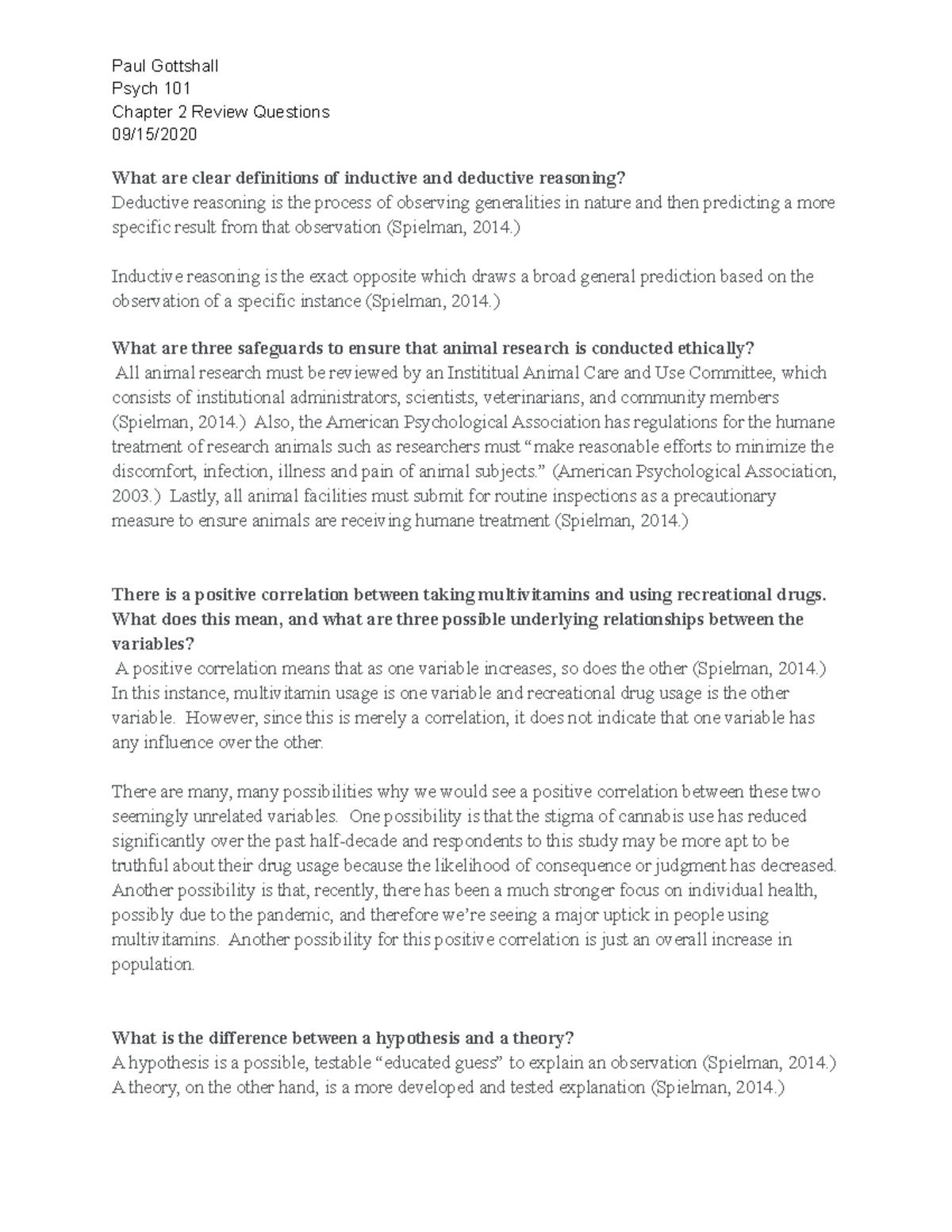 Psych 101: Chapter 2 Review Qs on Reasoning & Research Methods - Studocu