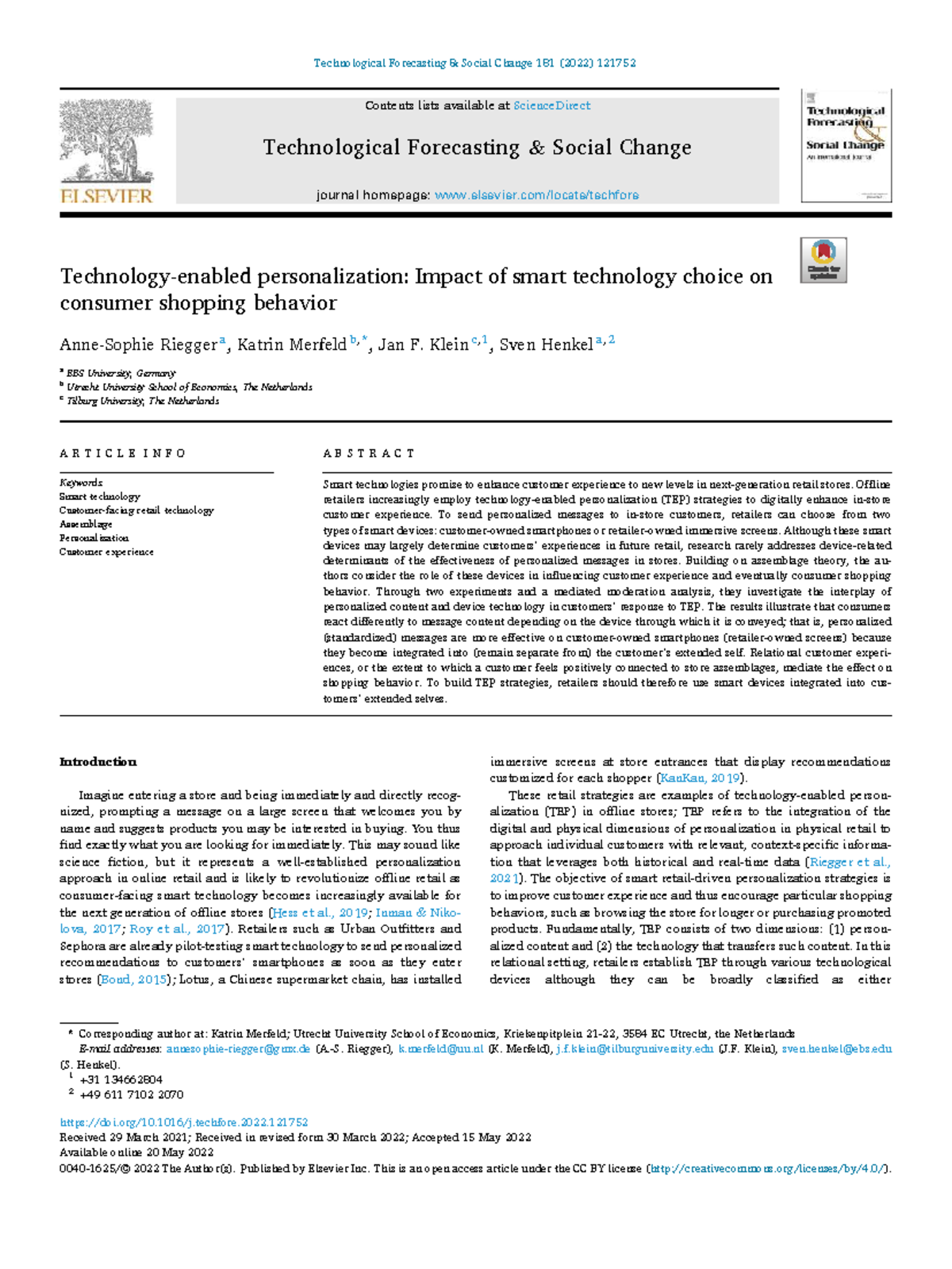Impact of Smart Technology on Consumer Shopping Behavior (TEP) - Studocu