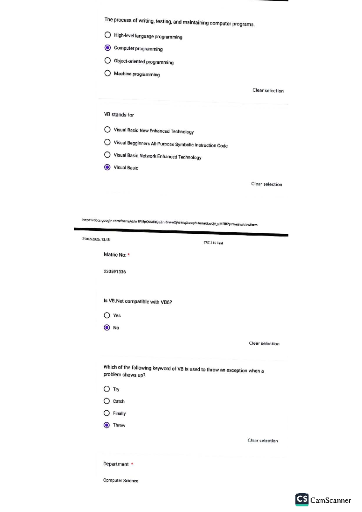 CSS 207 Final Exam Q&A on Visual Basic Programming Concepts - Studocu