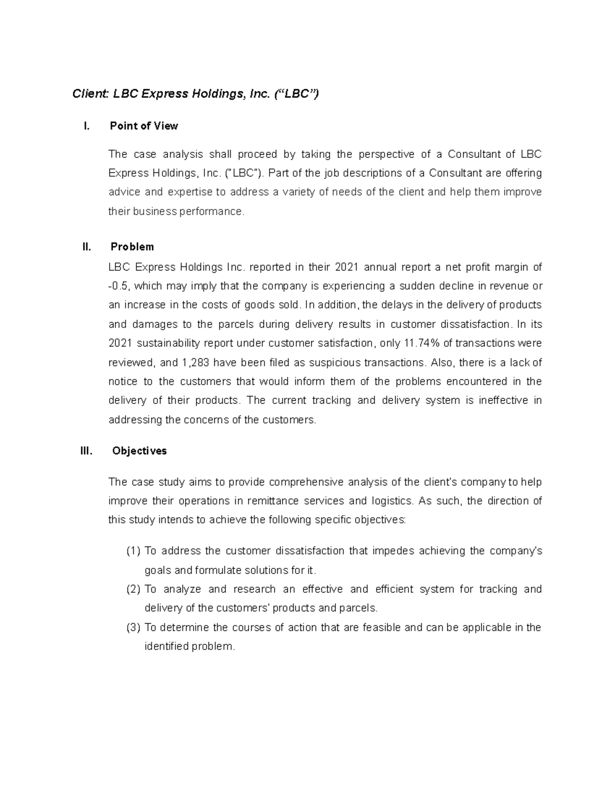 LBC Case Study: Consultant Analysis of Operational Challenges and ...