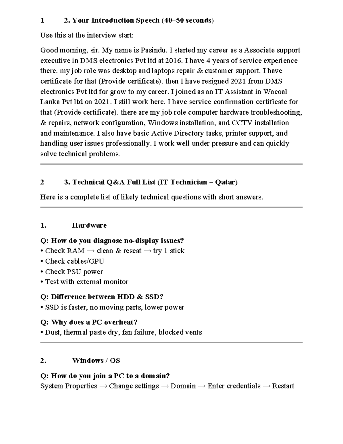 IT Interview Preparation Guide: Key Questions & Answers - Studocu