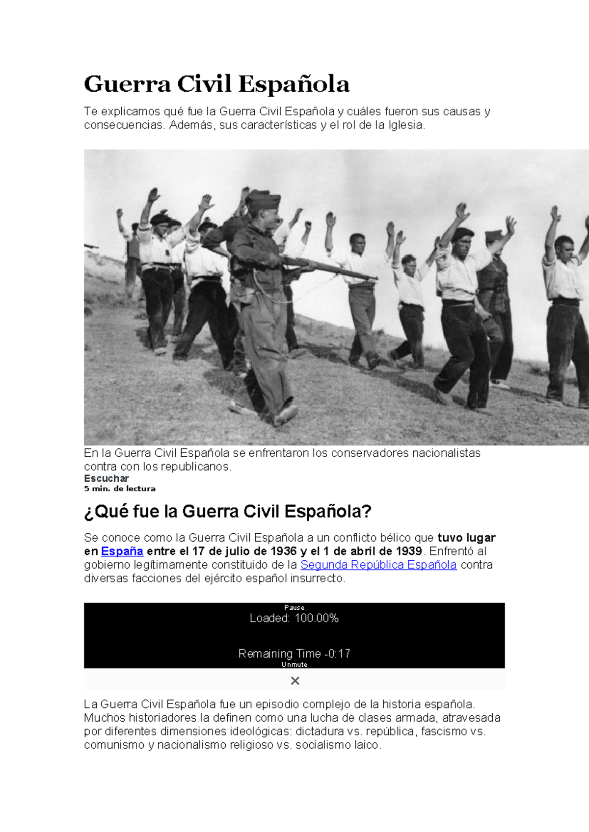 La Guerra Civil Espaola Historia Causas Y Consecuencias