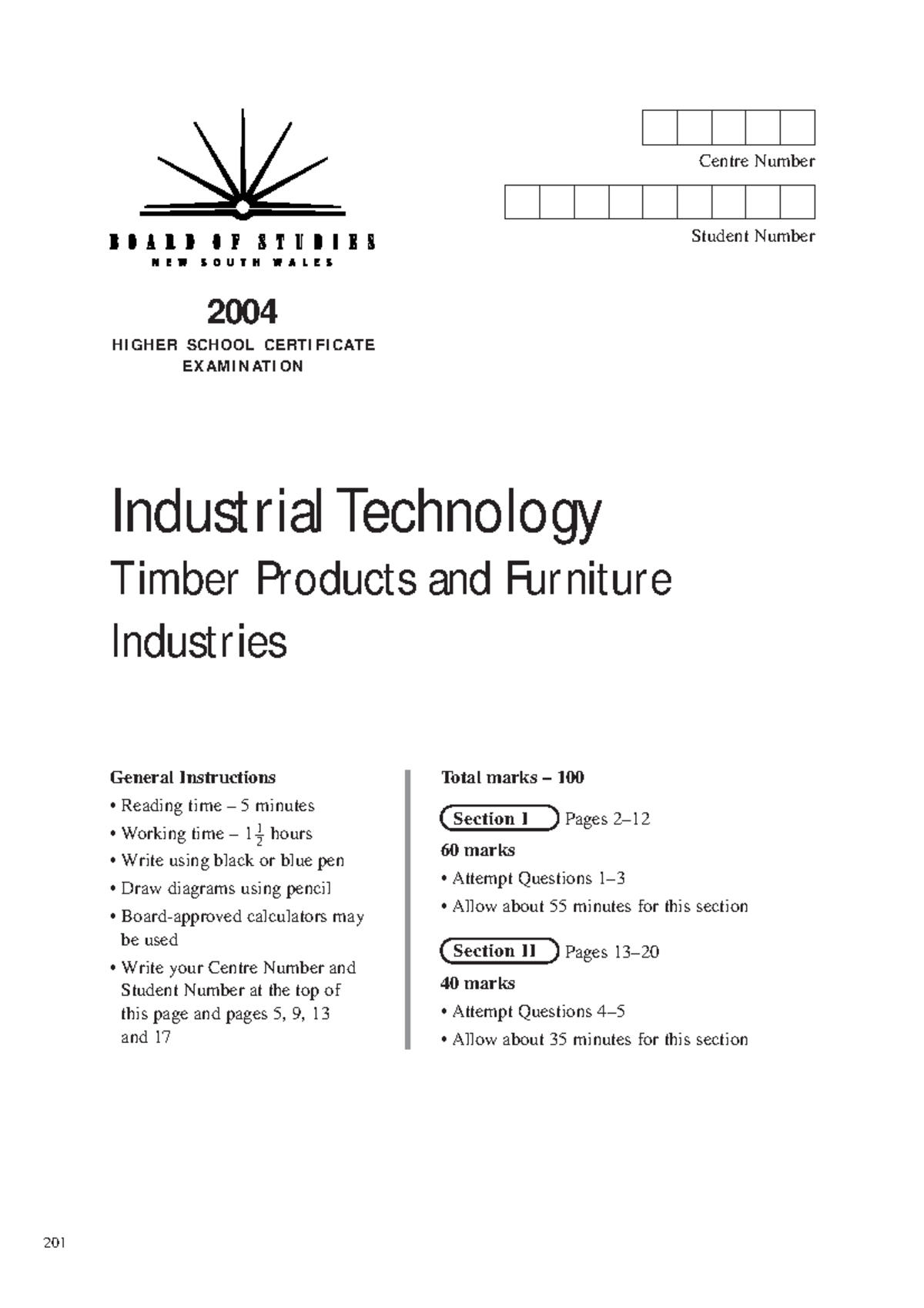 IND-TECH Timber Products HSC Exam 2004: Detailed Question Guide - Studocu