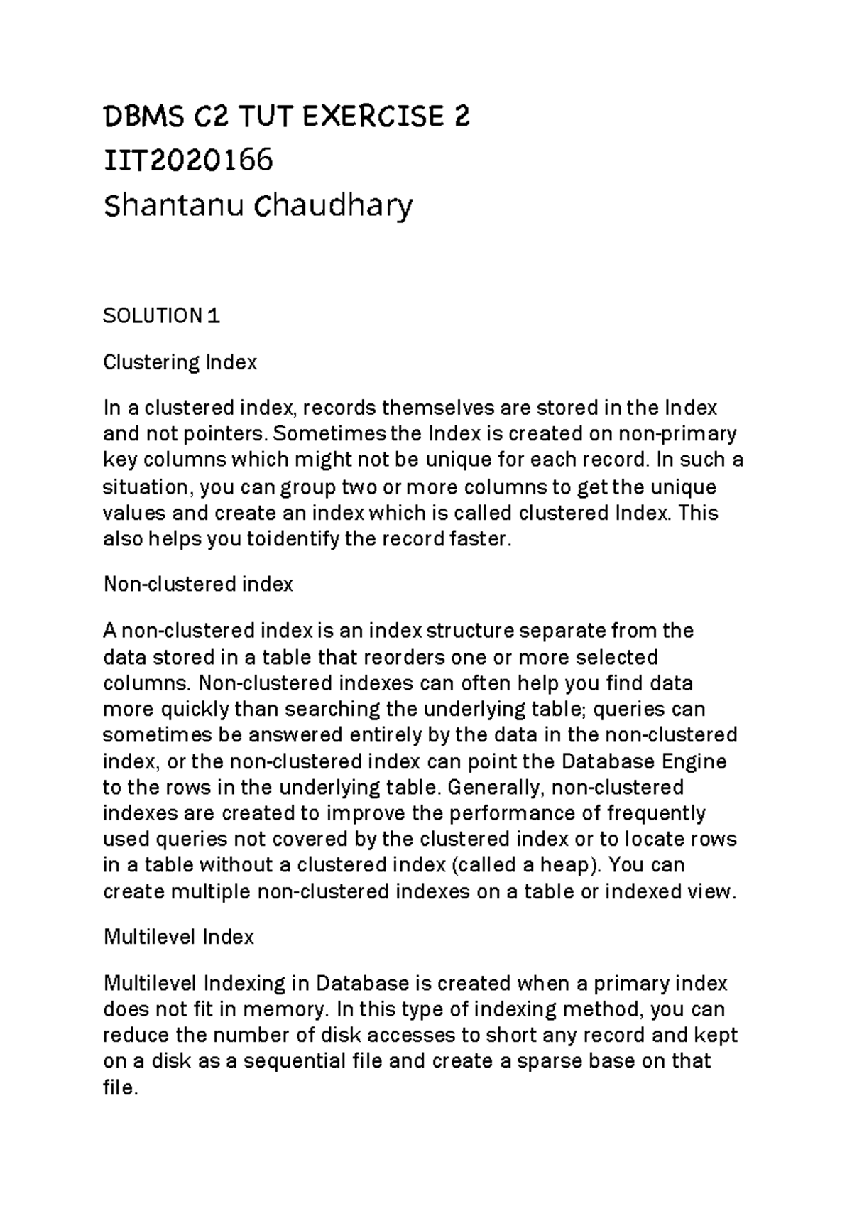 dbms-c2-tut-exercise-2-solutions-iit2020166-studocu