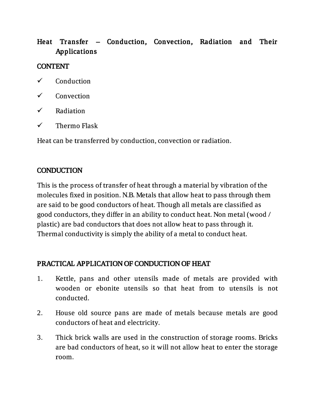 Heat Transfer Applications: Conduction, Convection, Radiation ...