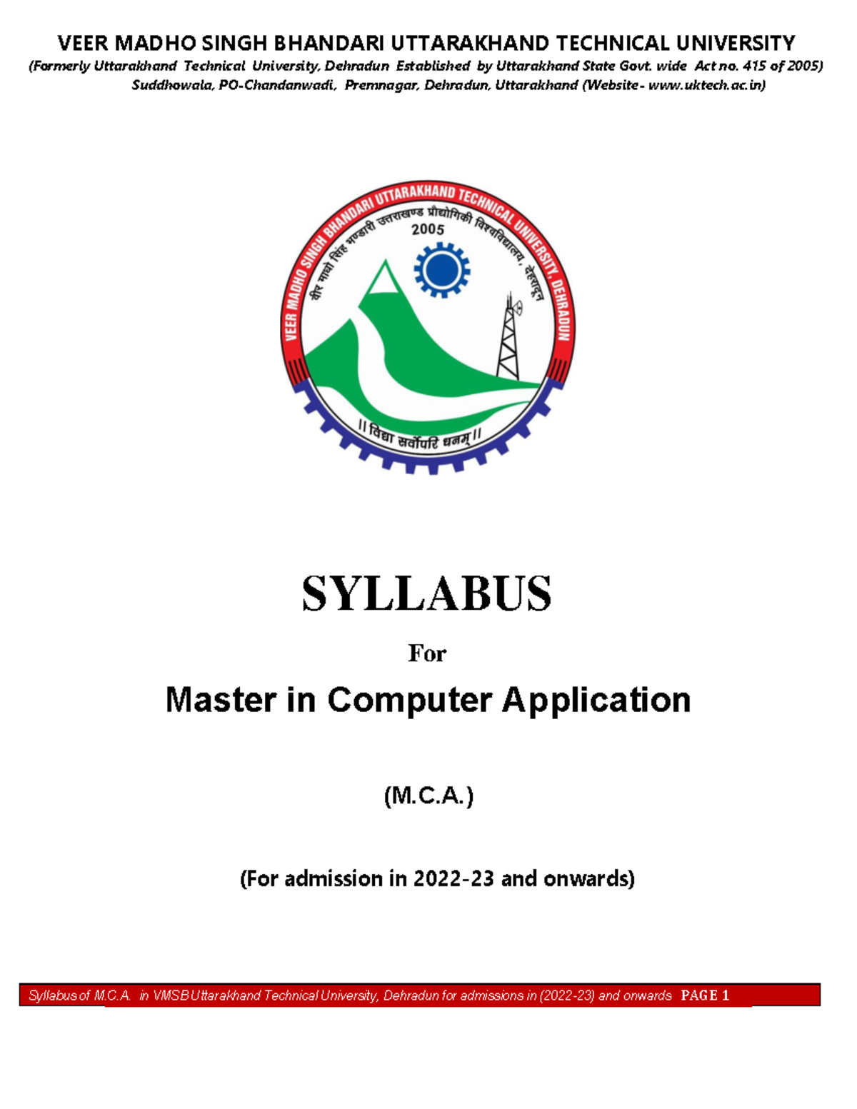 MCA Syllabus for Master in Computer Application (2022-23) - Studocu