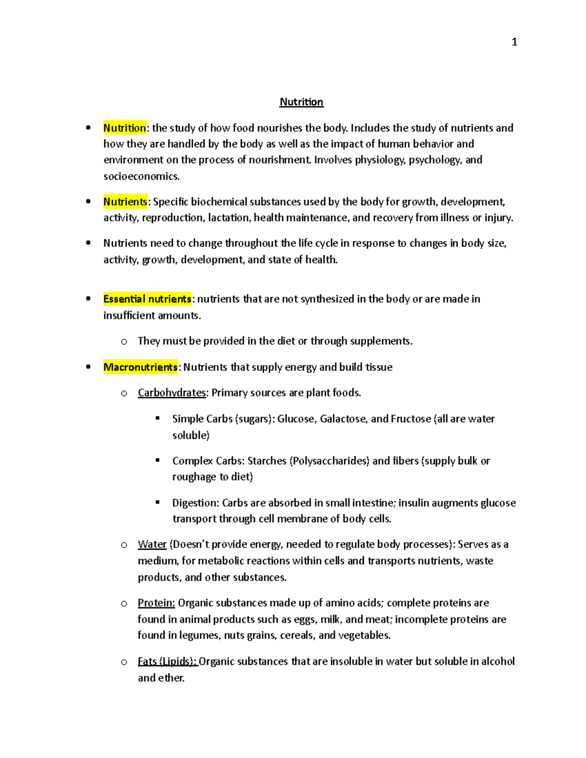 Lecture Notes, Lecture 10 - In-Depth Nutrition Concepts - Studocu