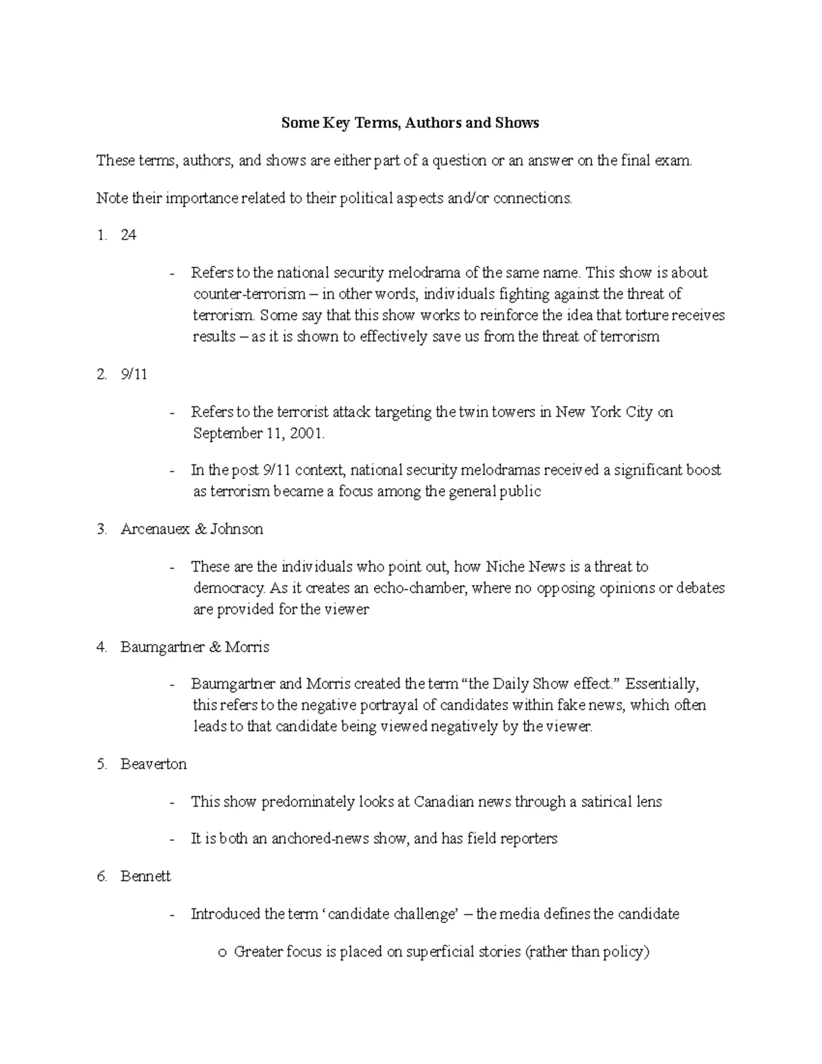 Polisci 101 Lecture Notes on Political Dramas (Weeks 7-11) - Studocu
