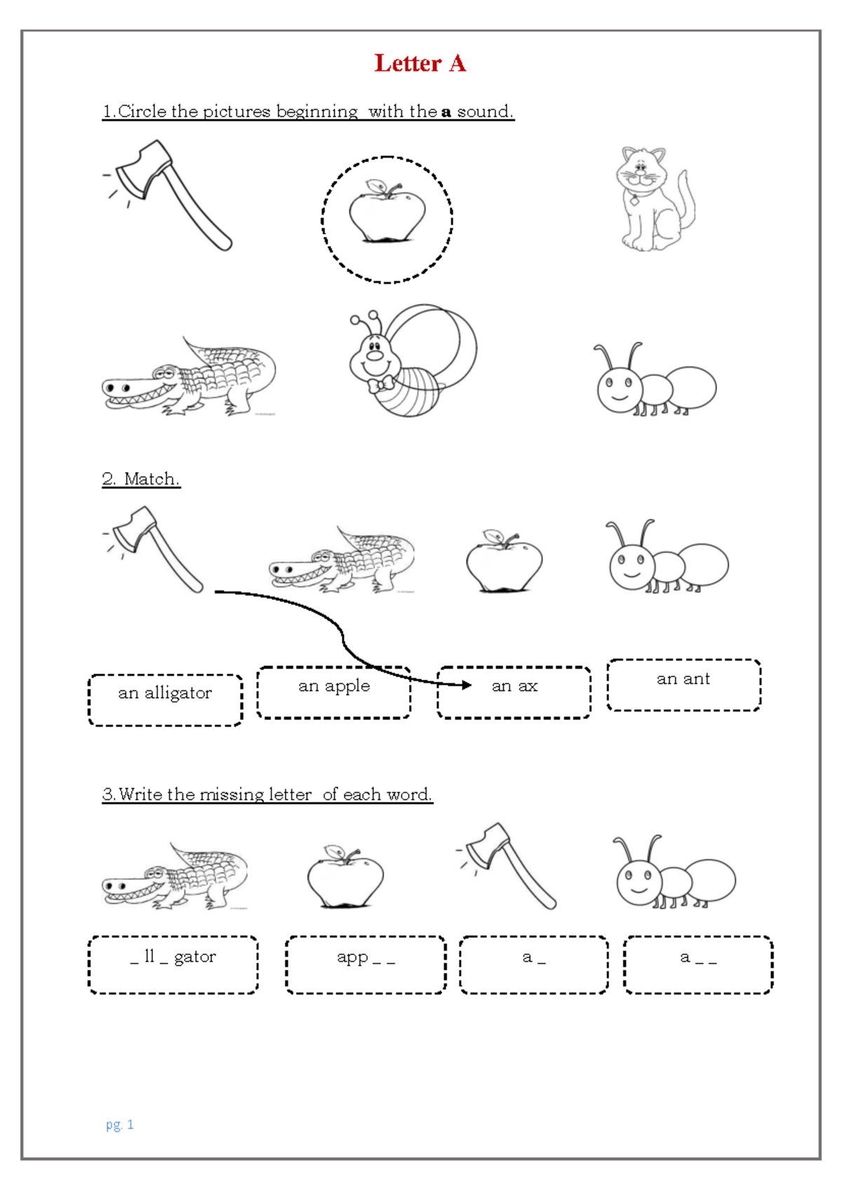 Letter A - Activities and Exercises for Sound Recognition - Studocu