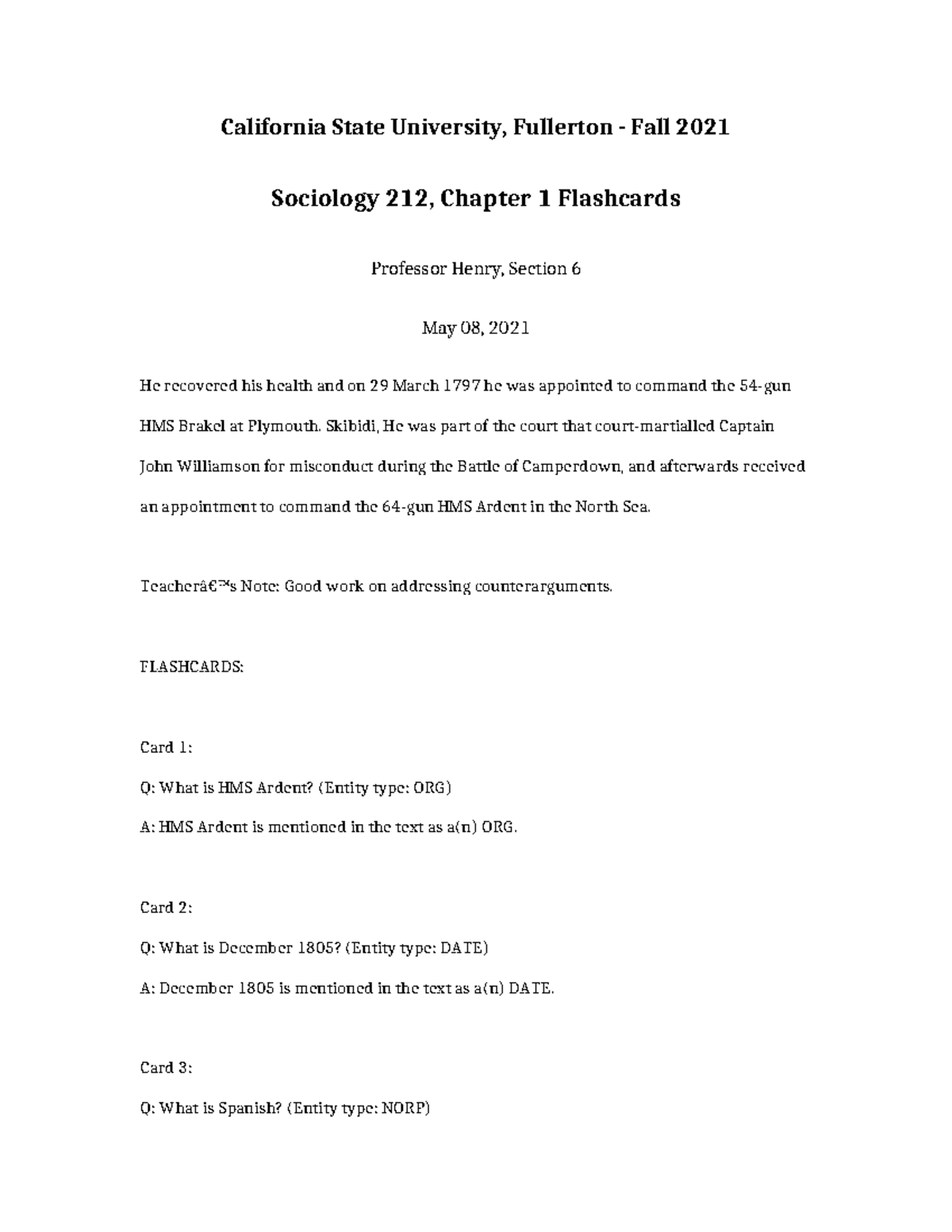 Sociology 212 Chapter 1 Flashcards - Key Terms and Concepts - Studocu