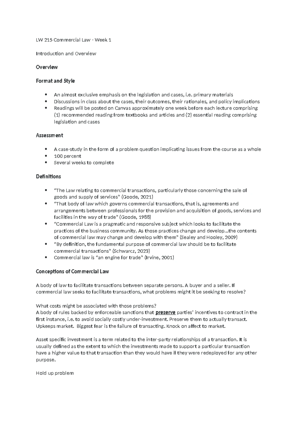 Week 2-3 Labour Law (LA401) - Employment Status Overview for Exam - Studocu