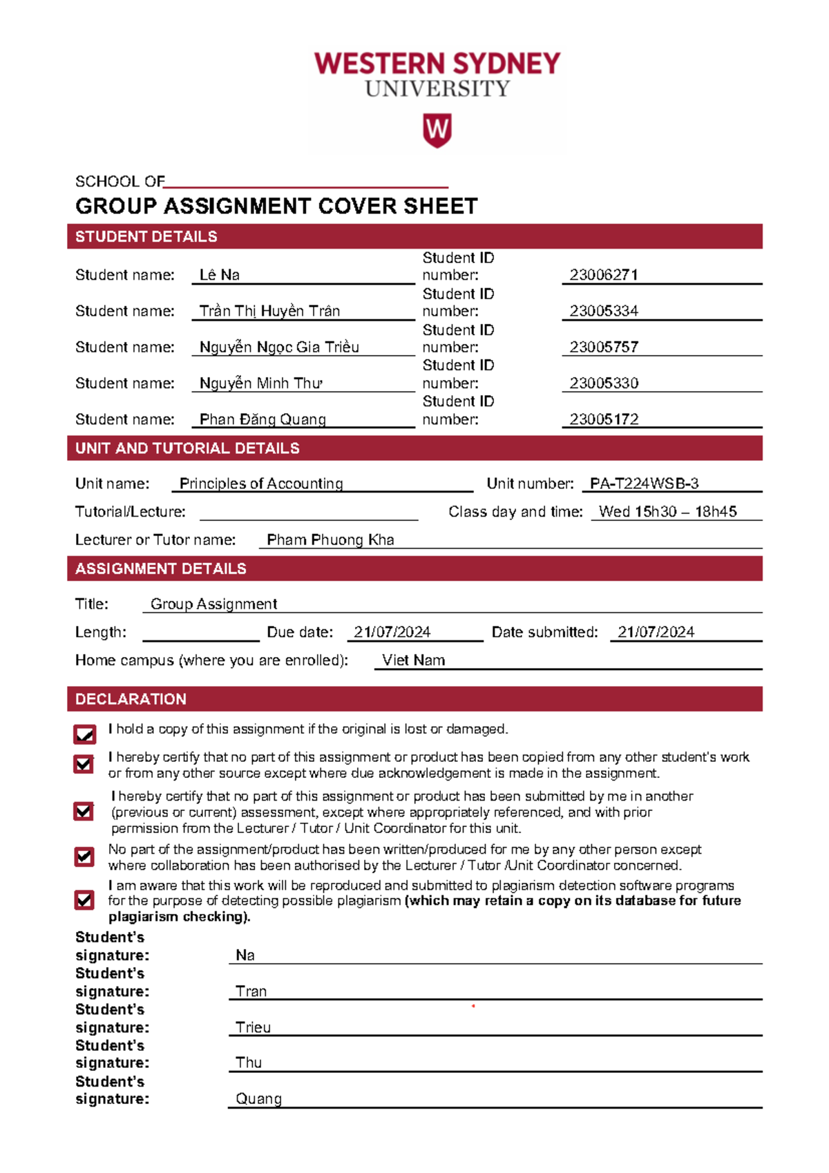 PA3 group assignment Group-2 - SCHOOL OF GROUP ASSIGNMENT COVER SHEET ...